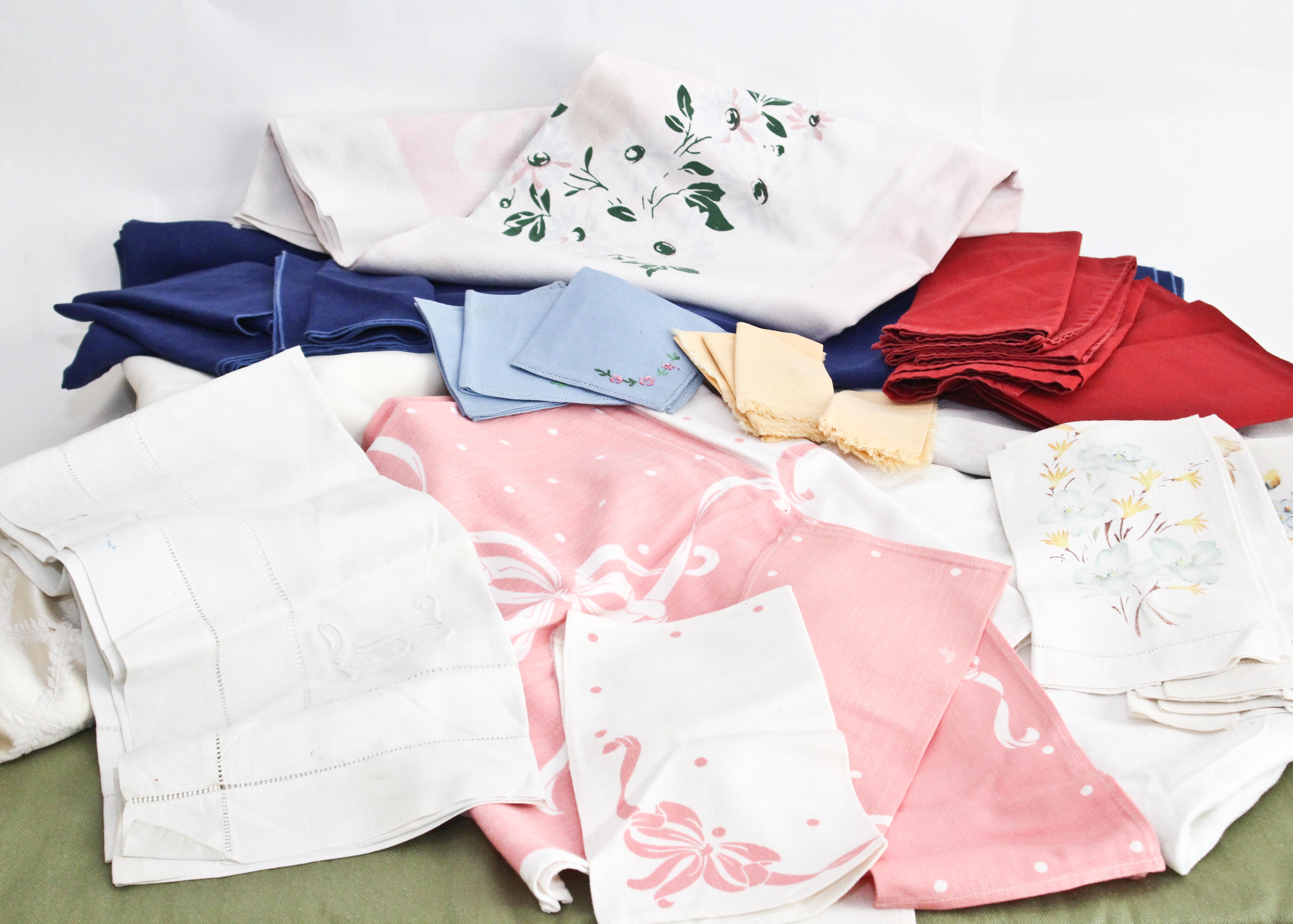 Vintage and Modern Mix of Tablecloths and Dinner Napkins