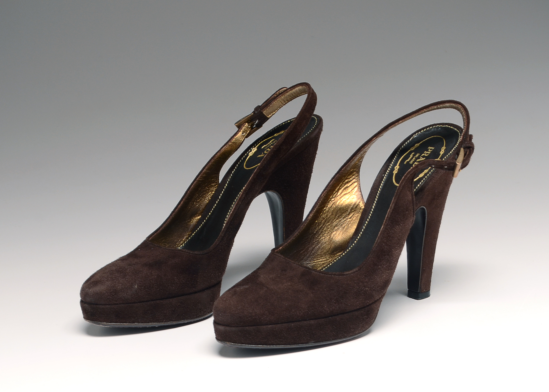 Prada Suede Sling Back Platform 