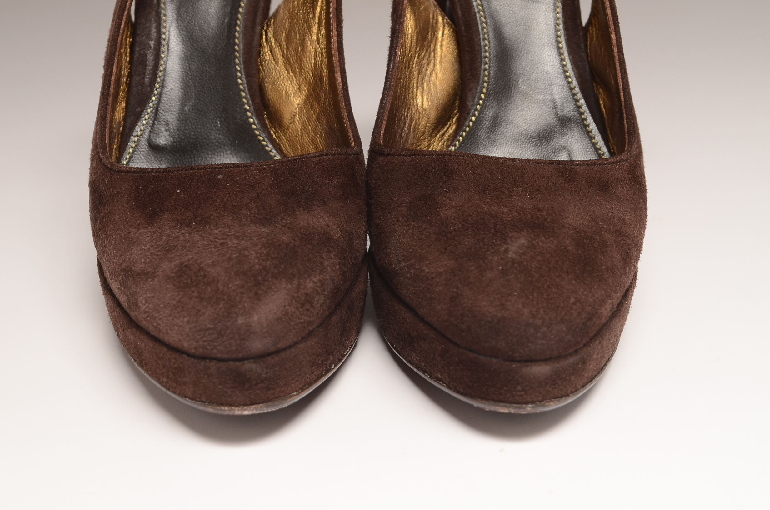 Prada Suede Sling Back Platform 