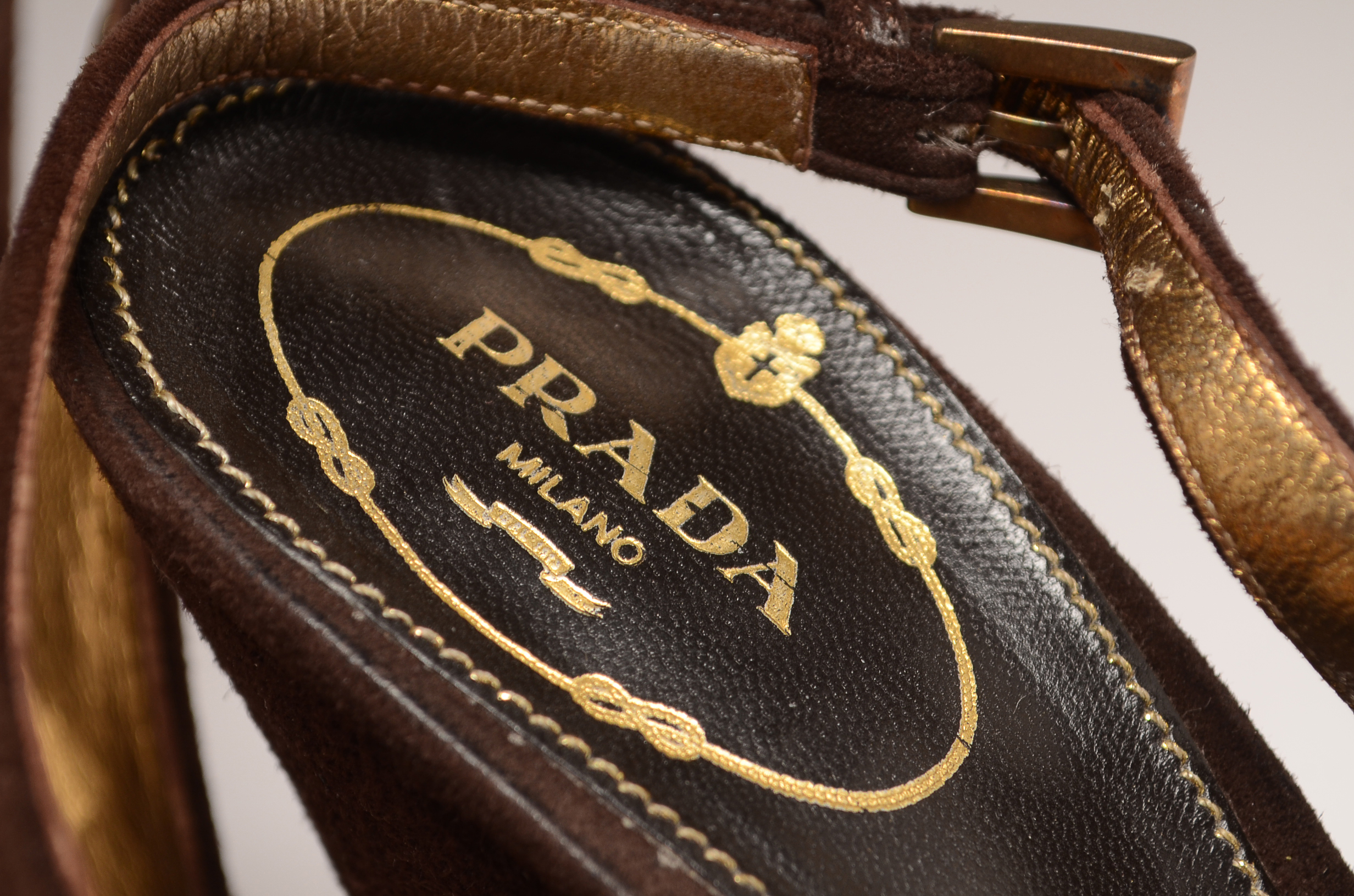 Prada Suede Sling Back Platform 