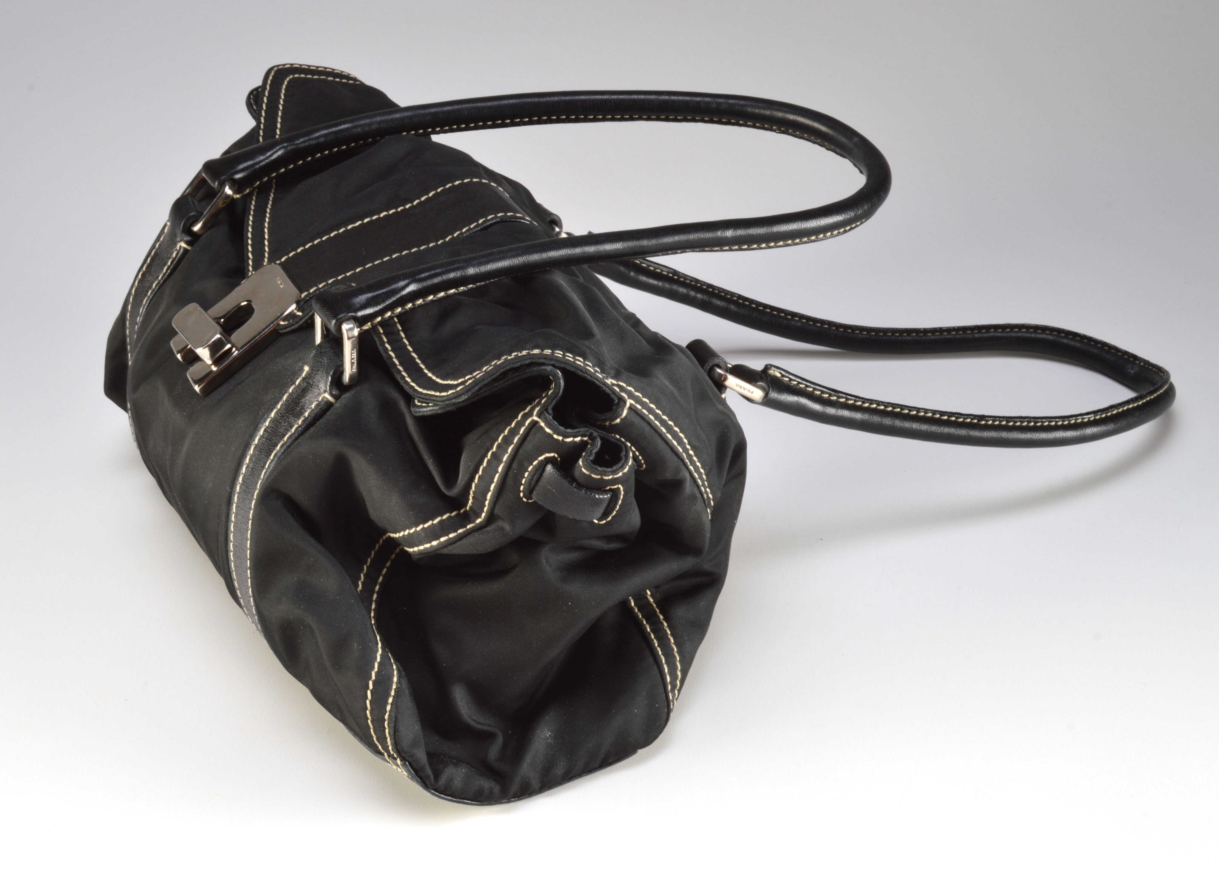 Prada Vela Nylon and Leather Satchel Bag 