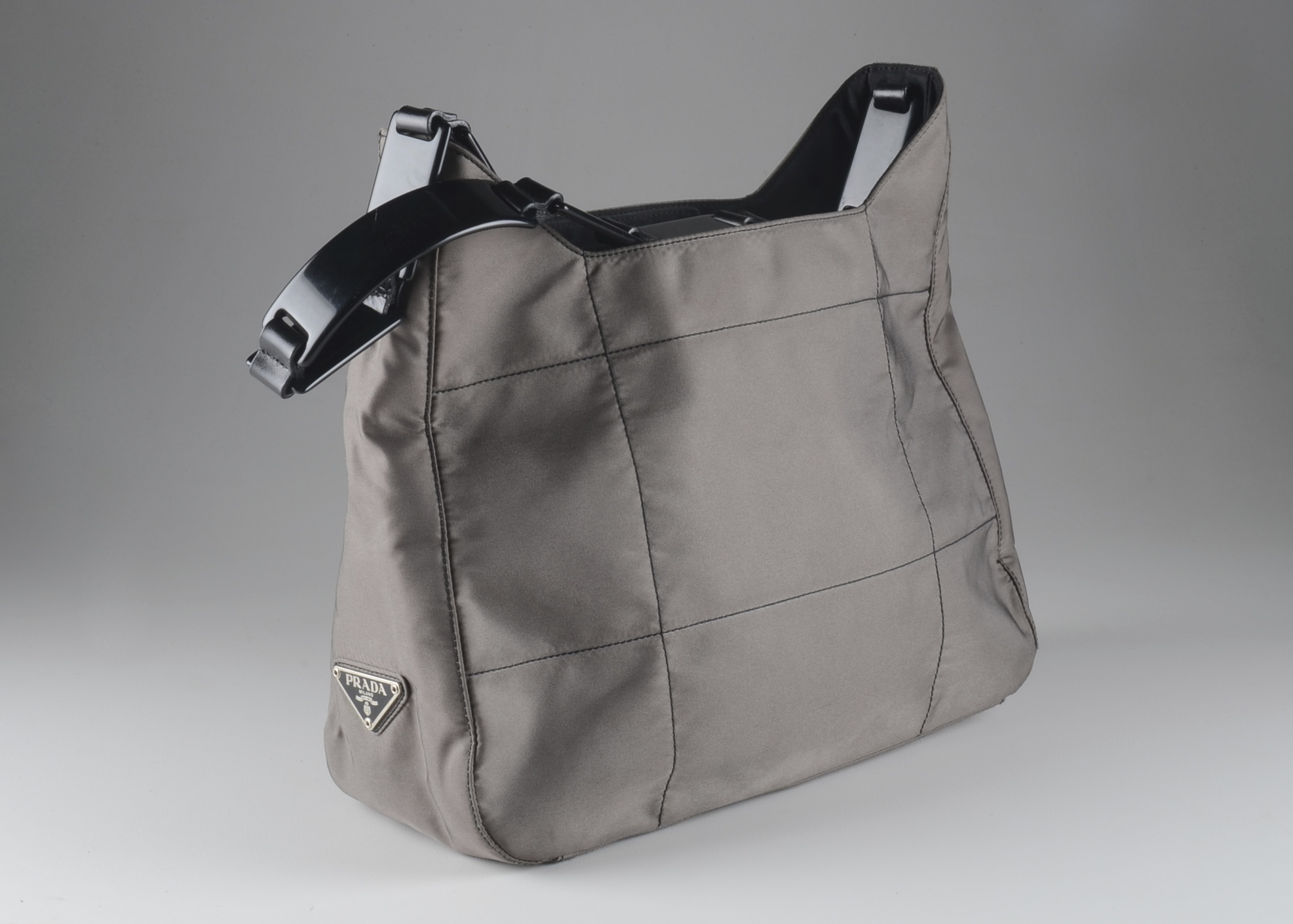 PRADA of Milano, Italy Nylon Purse with Leather Link Strap