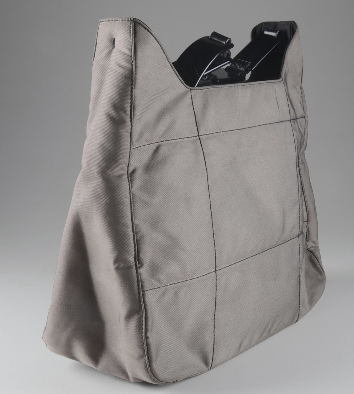 PRADA of Milano, Italy Nylon Purse with Leather Link Strap