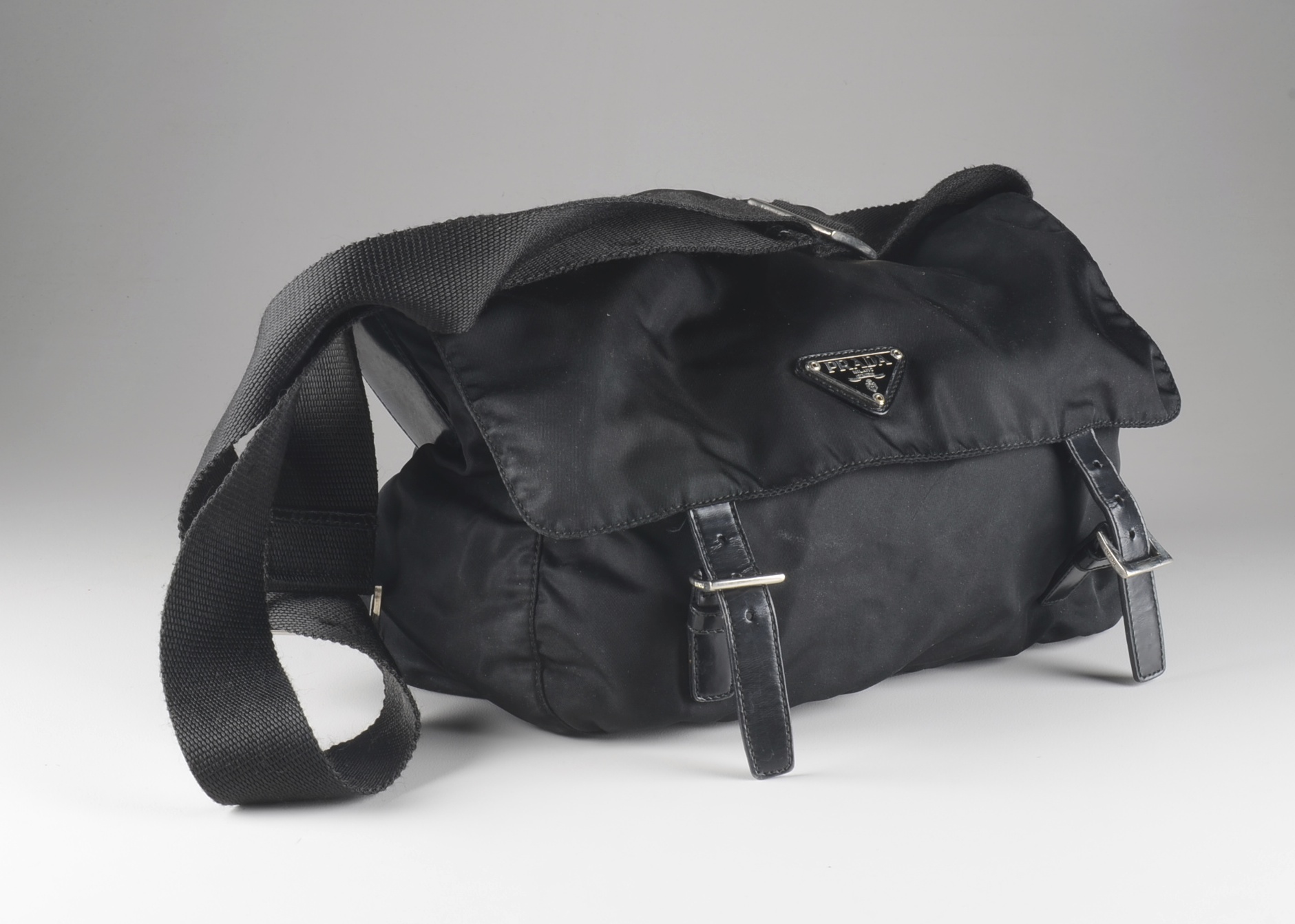 PRADA Tessuto Black Nylon Messenger Bag