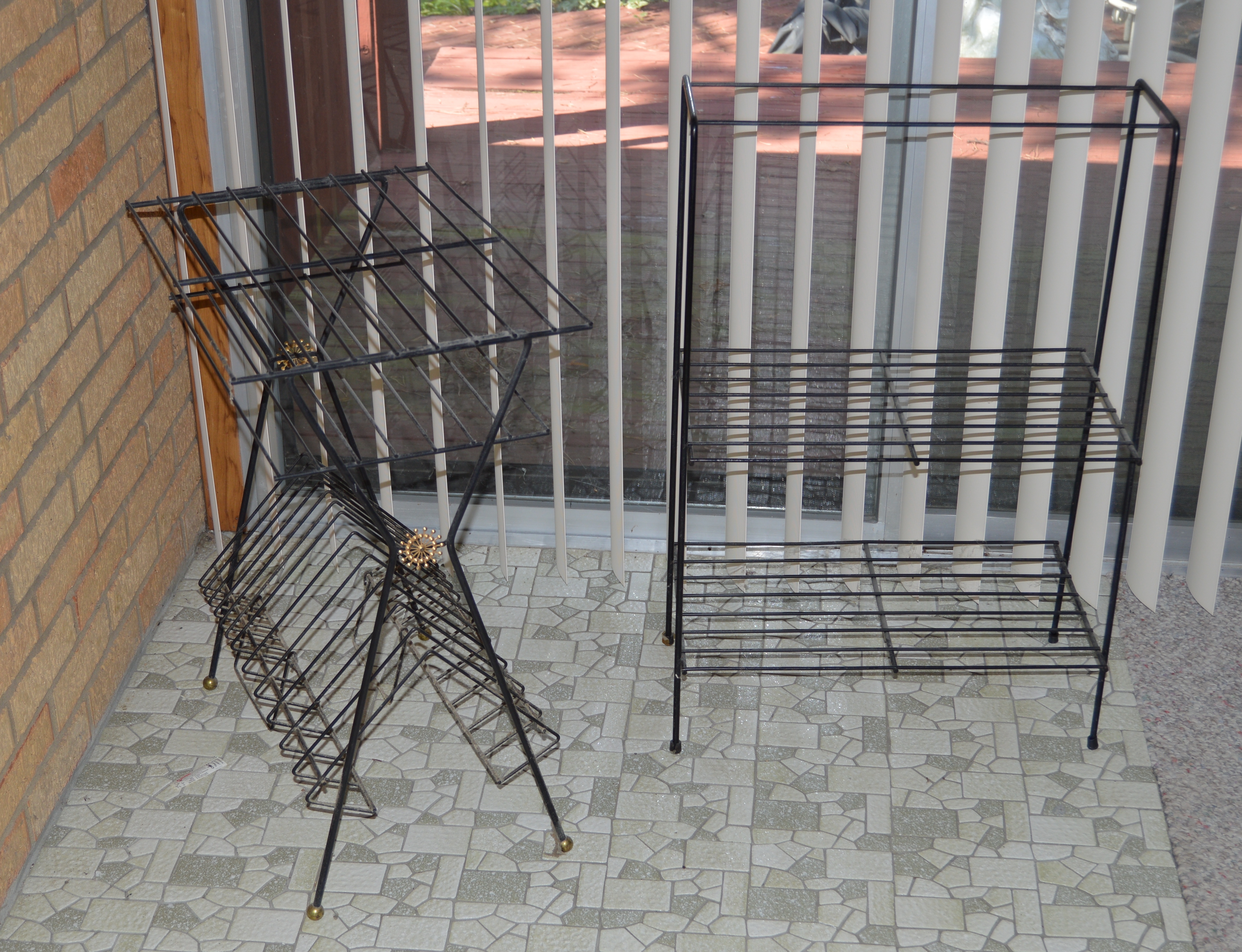 Mid-Century Metal Wire Side Table and Shelf