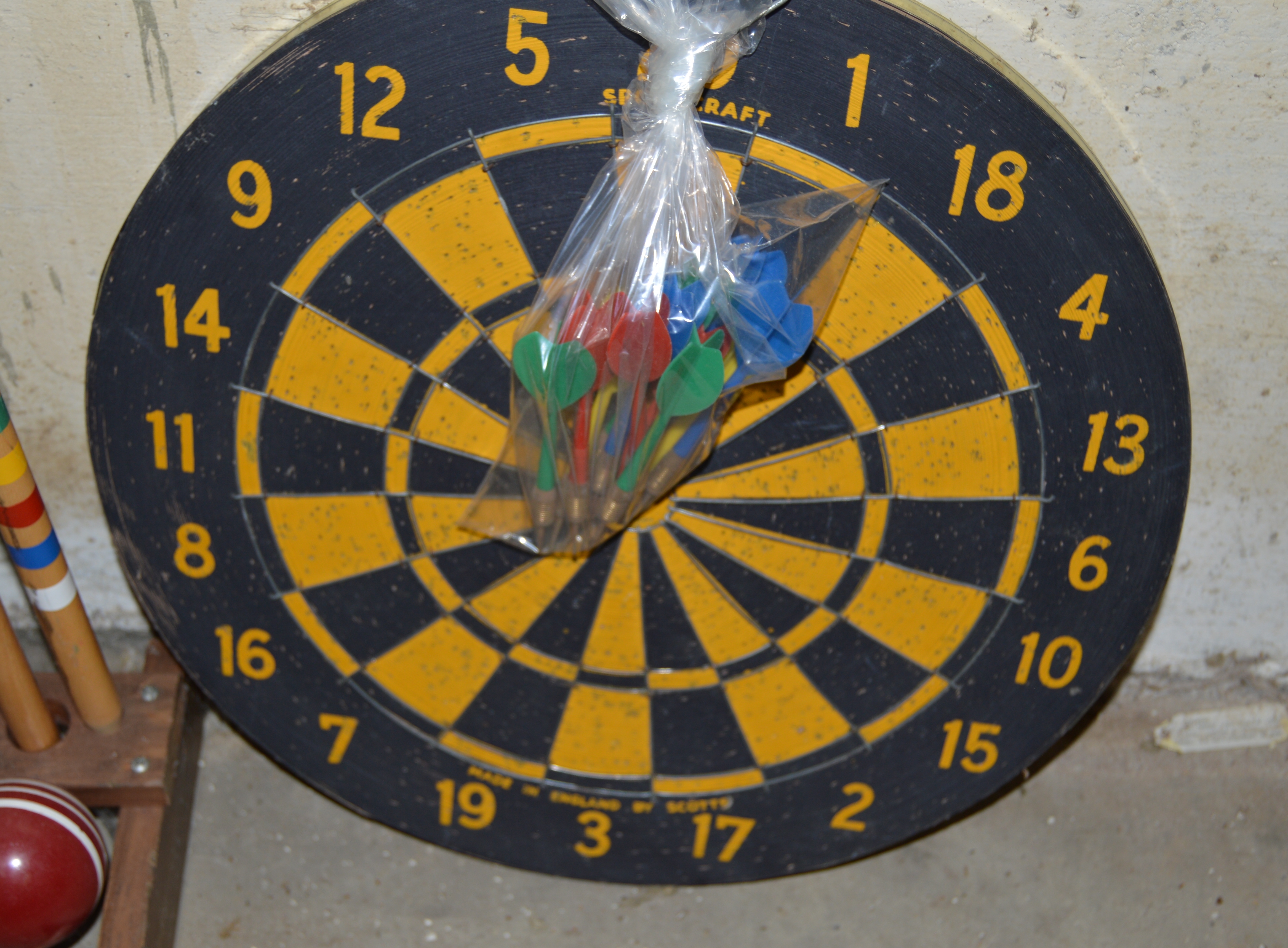 Vintage Croquet Set and Dartboard with Darts