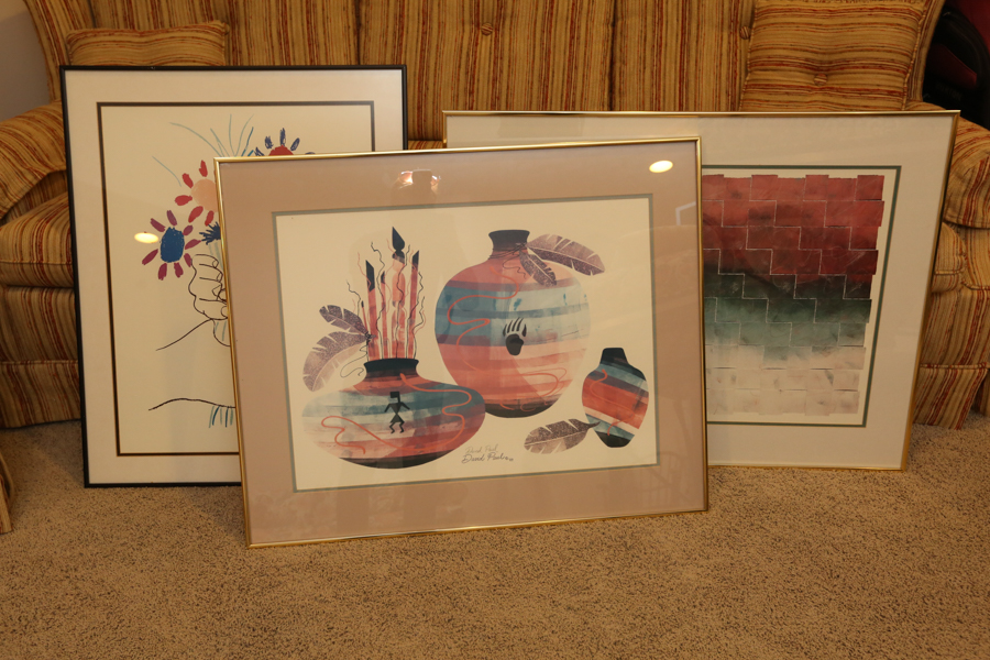 Three Large Framed Prints, Including a Picasso Reproduction