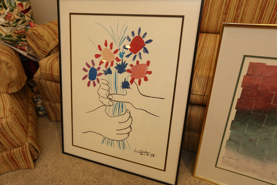 Three Large Framed Prints, Including a Picasso Reproduction