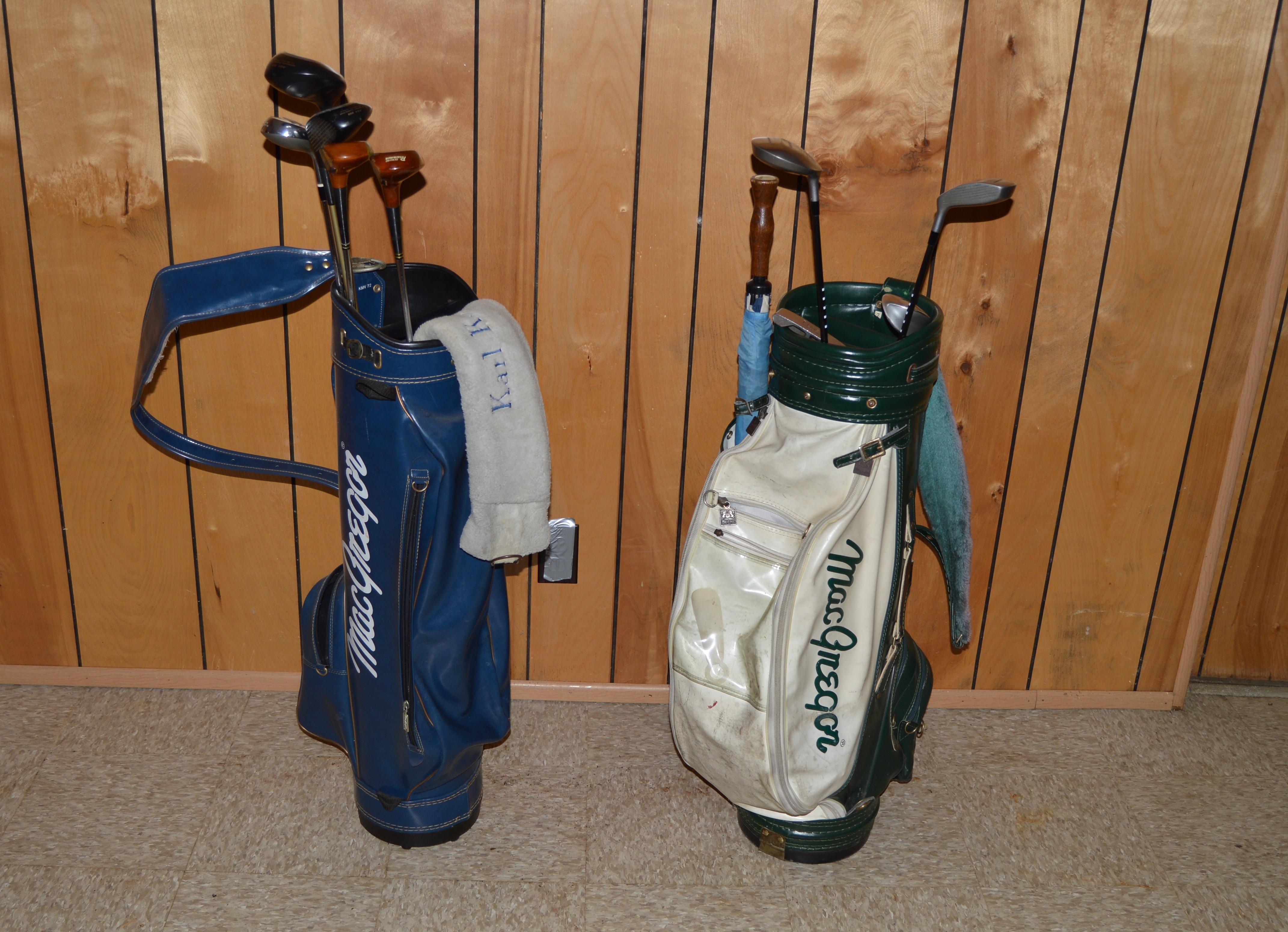 Pair of Vintage Golf Bags with Clubs