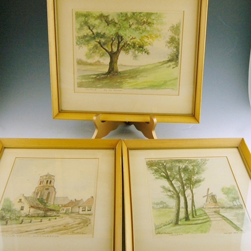Joh A. Pastoor Original Watercolors Set of Three