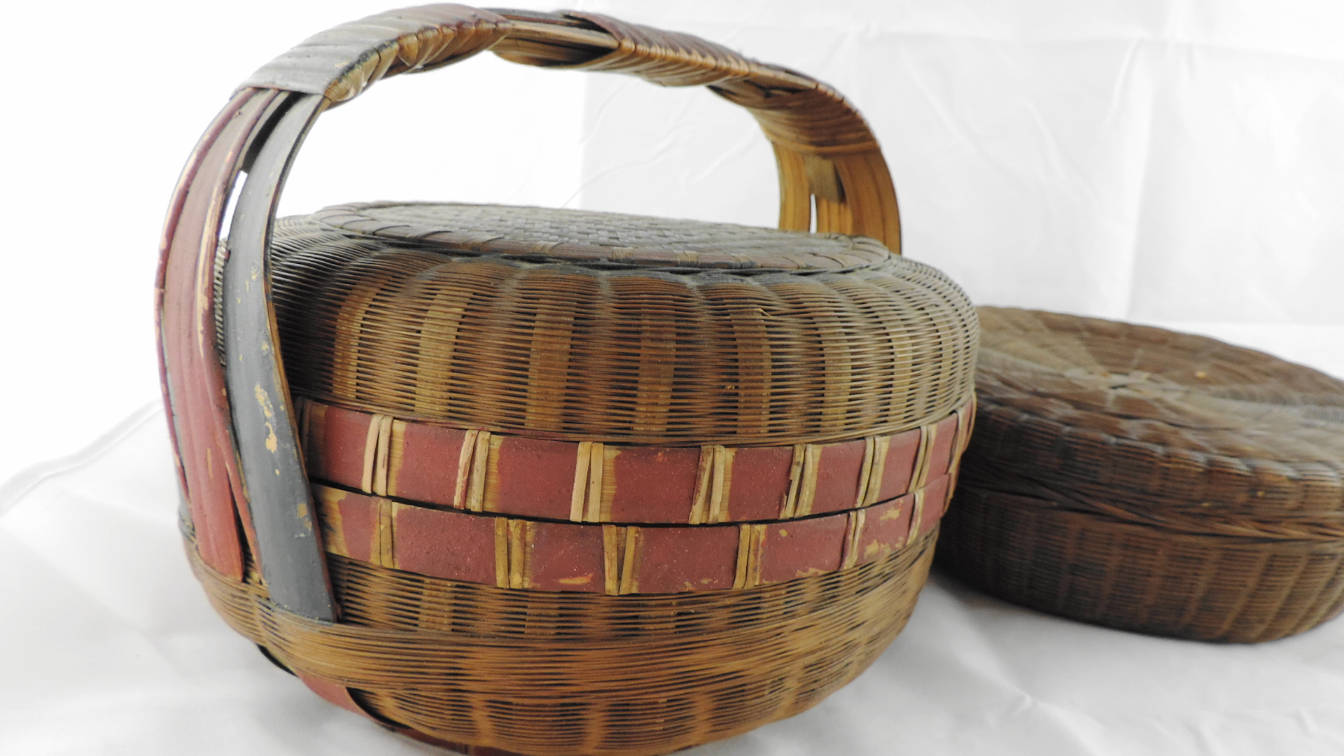 Two Vintage Sewing Baskets Filled with Embroidery Thread