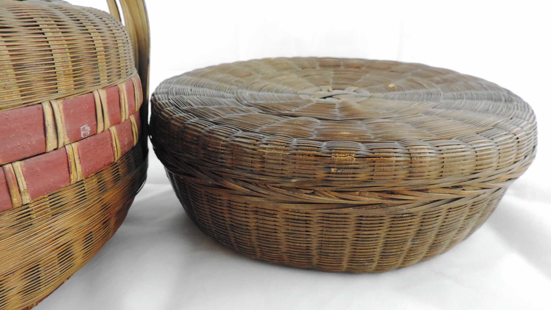 Two Vintage Sewing Baskets Filled with Embroidery Thread