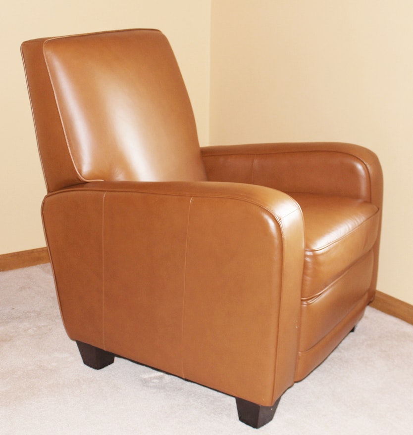 Camel Leather Reclining Club Chair