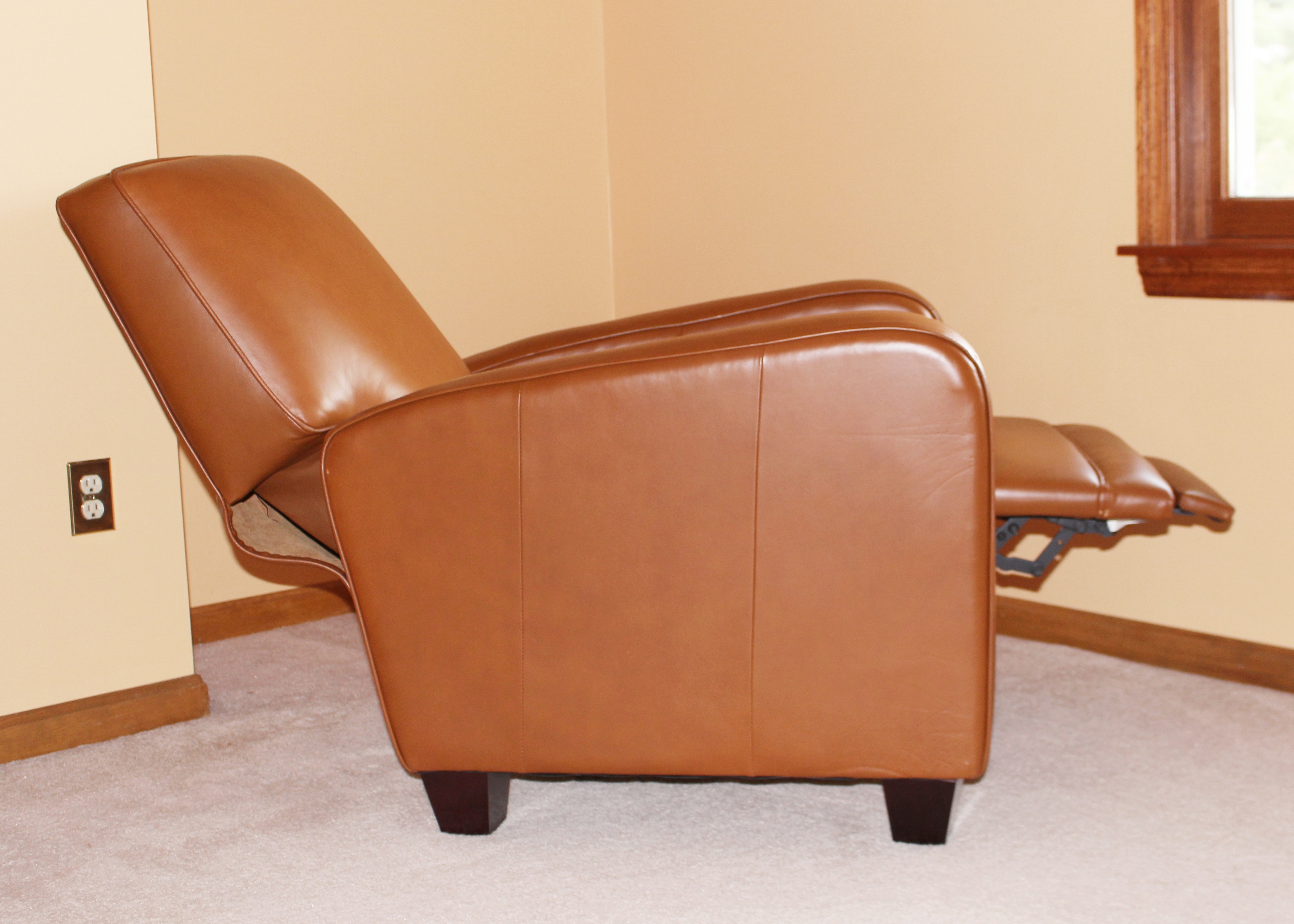 Camel Leather Reclining Club Chair