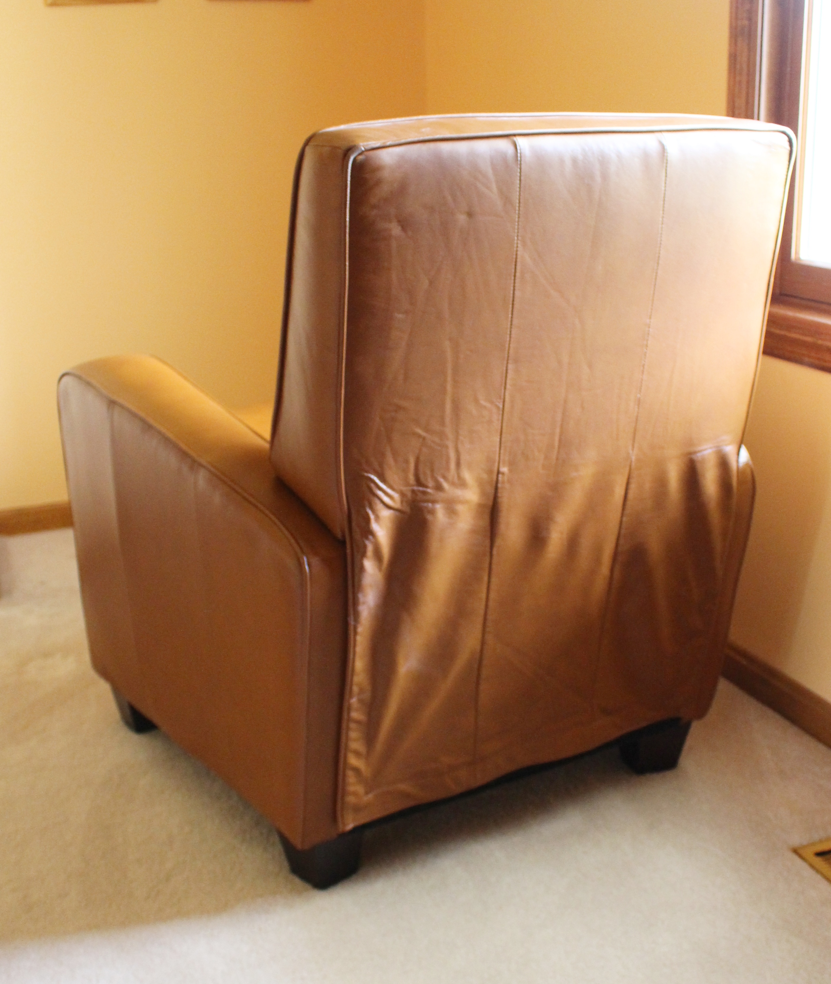 Camel Leather Reclining Club Chair
