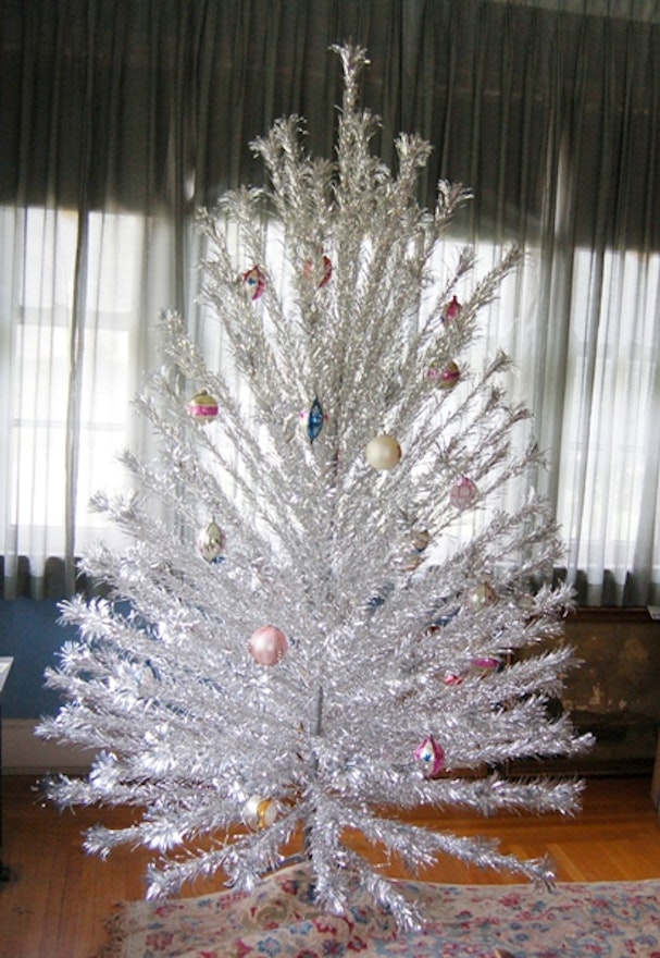 Vintage Silver Tinsel Christmas Tree