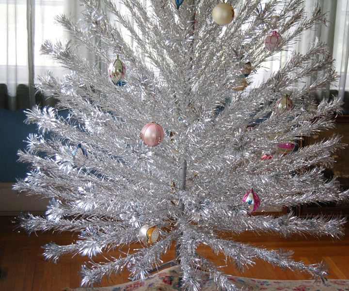 Vintage Silver Tinsel Christmas Tree