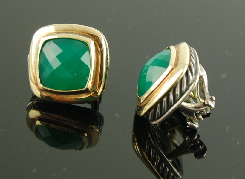 David Yurman 18K Cushion Green Onyx 18K/SS