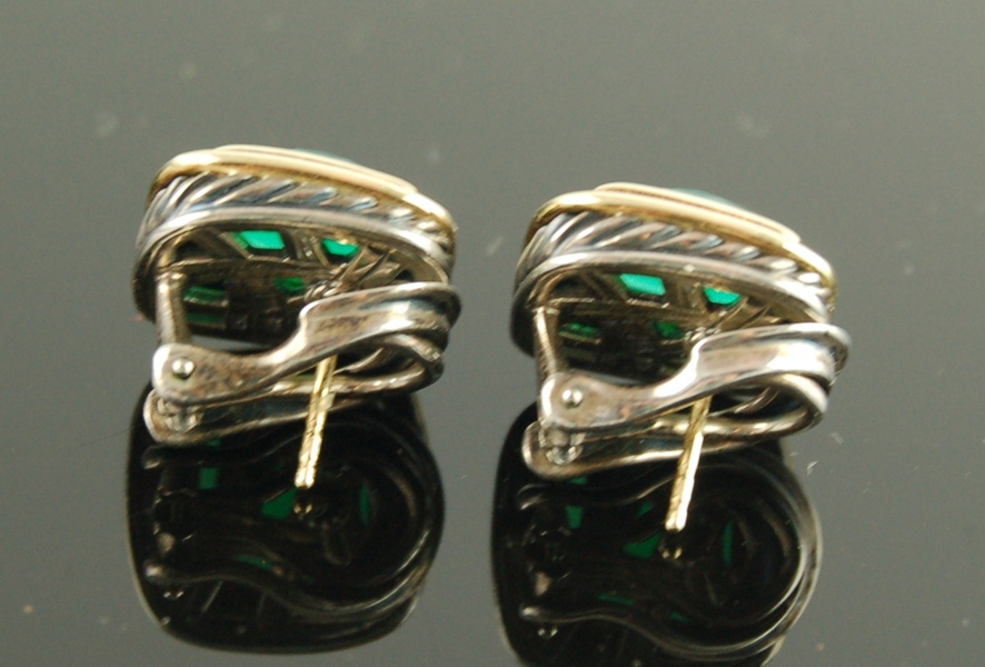 David Yurman 18K Cushion Green Onyx 18K/SS