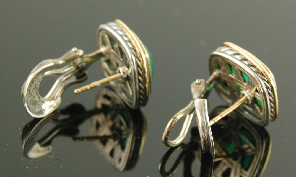 David Yurman 18K Cushion Green Onyx 18K/SS