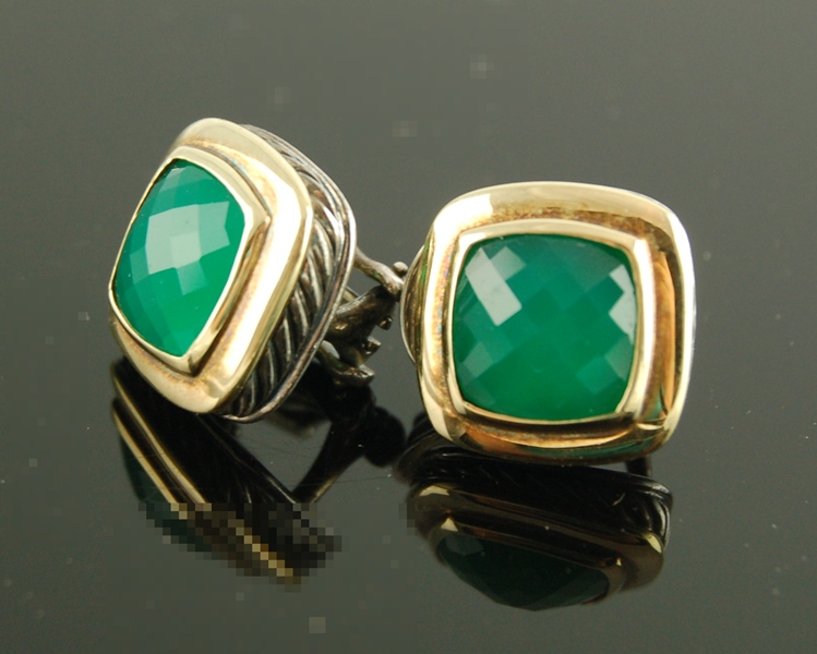 David Yurman 18K Cushion Green Onyx 18K/SS