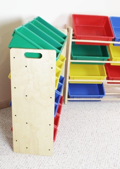 Battat "Honey Can Do" Wood Storage Racks with Primary Color Bins