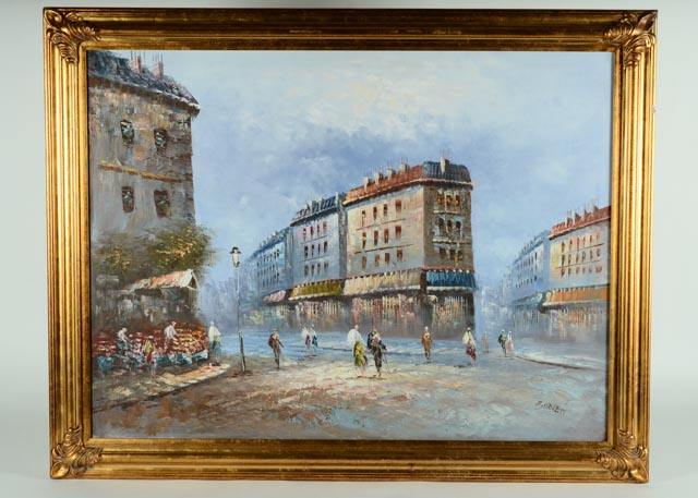 Original Oil Painting - Paris Street Scene by Caroline Burnett