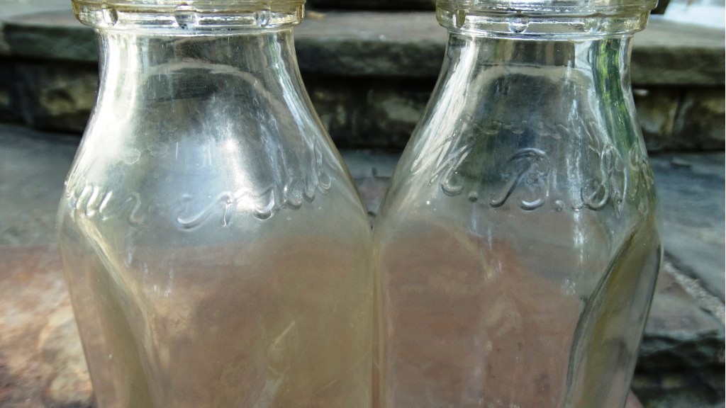 Aluminum Milk Box and Glass Milk Bottles