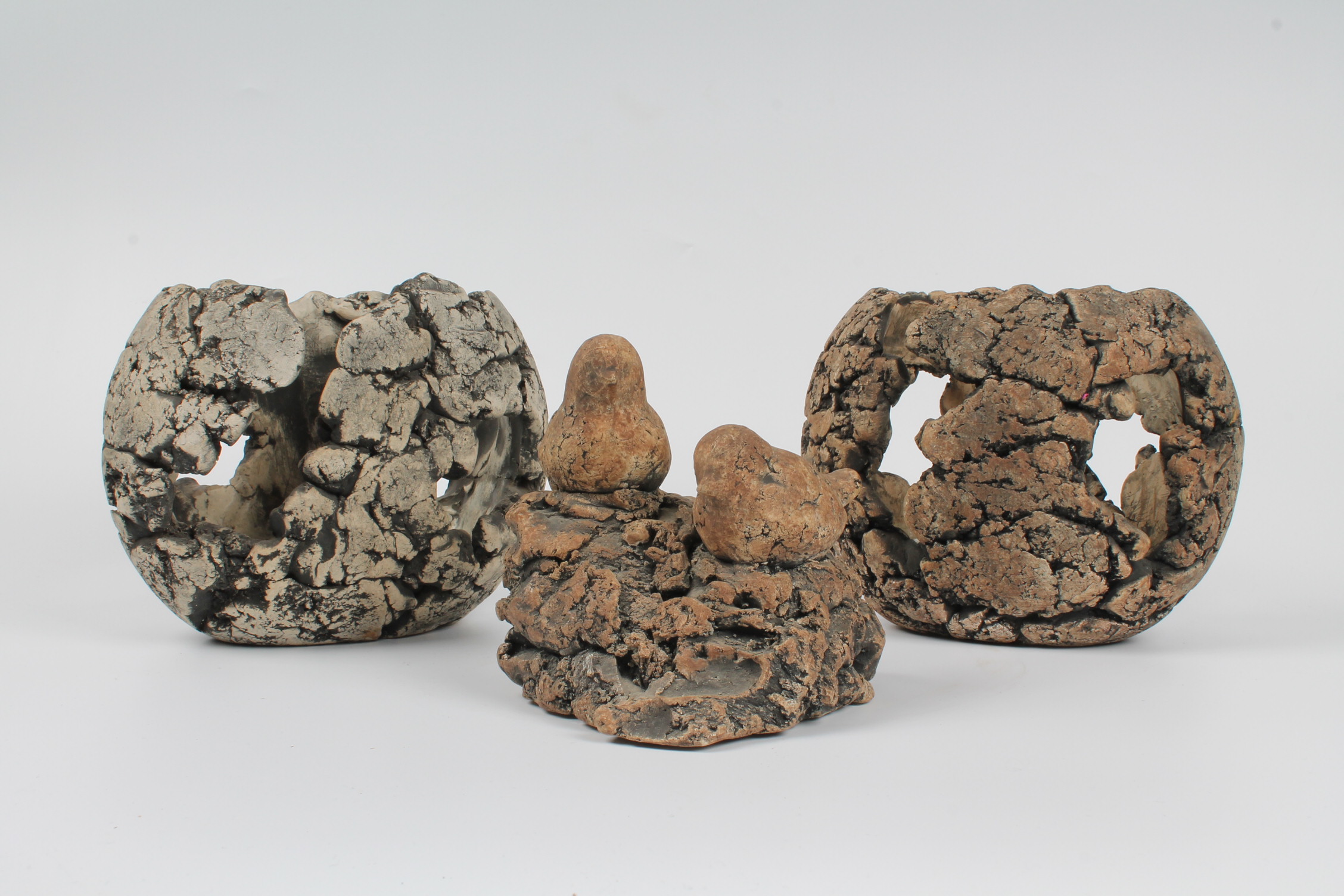 Trio of Ash Sculptures from Mount St. Helens, Signed "Stan"