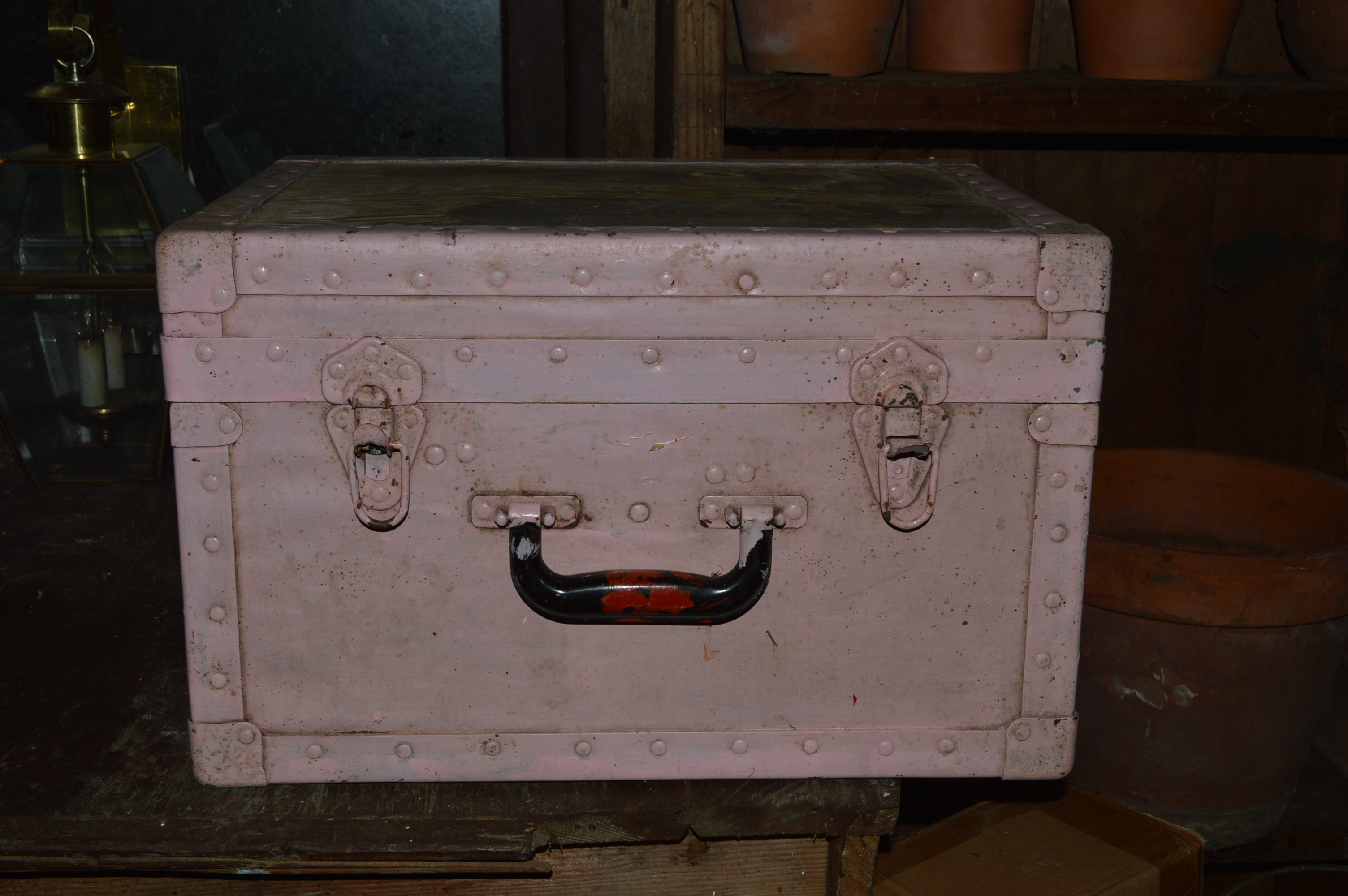 Vintage Trunk Filled with Antique Sconces
