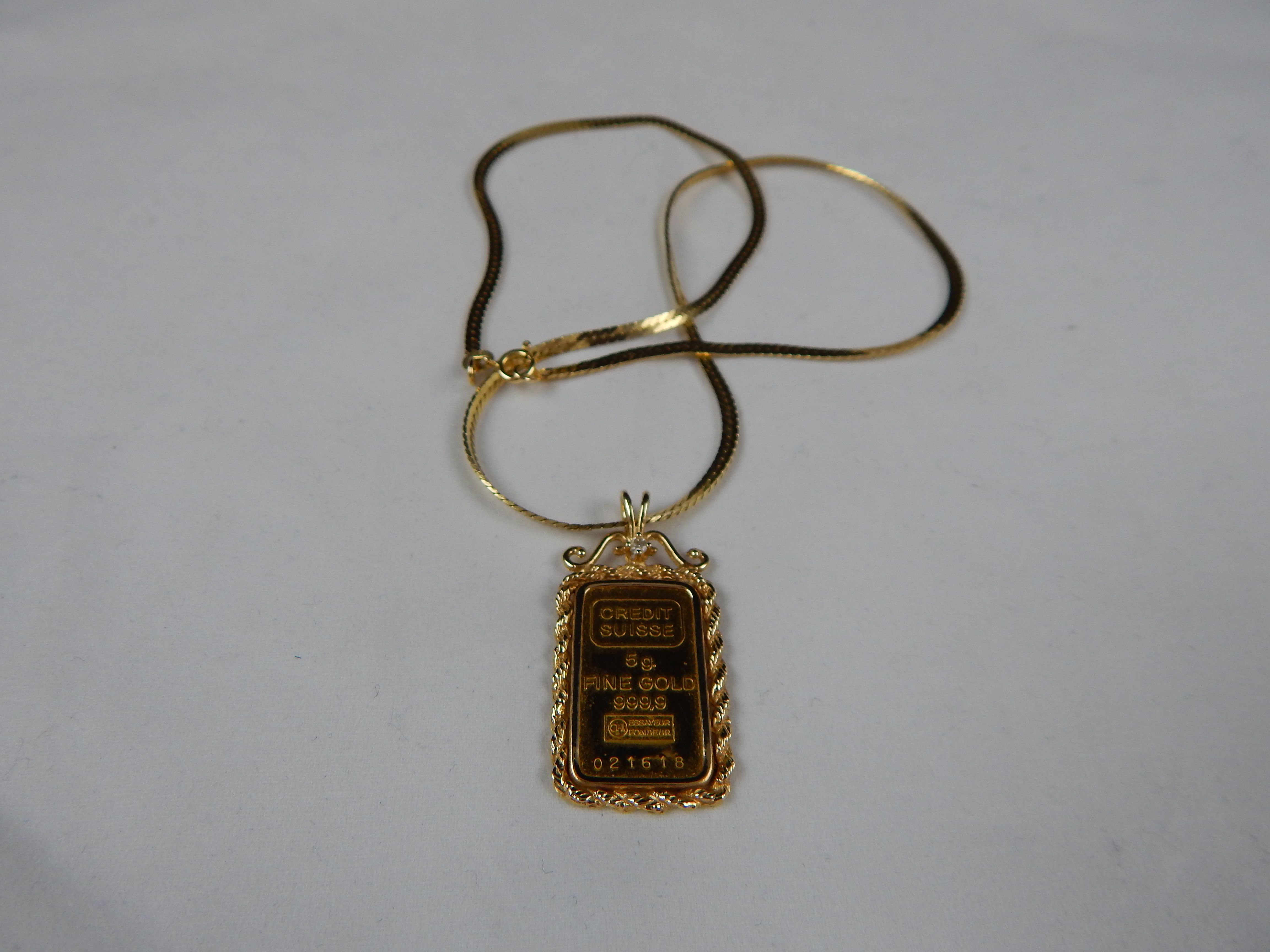 Credit Suisse Gold Pendant Necklace