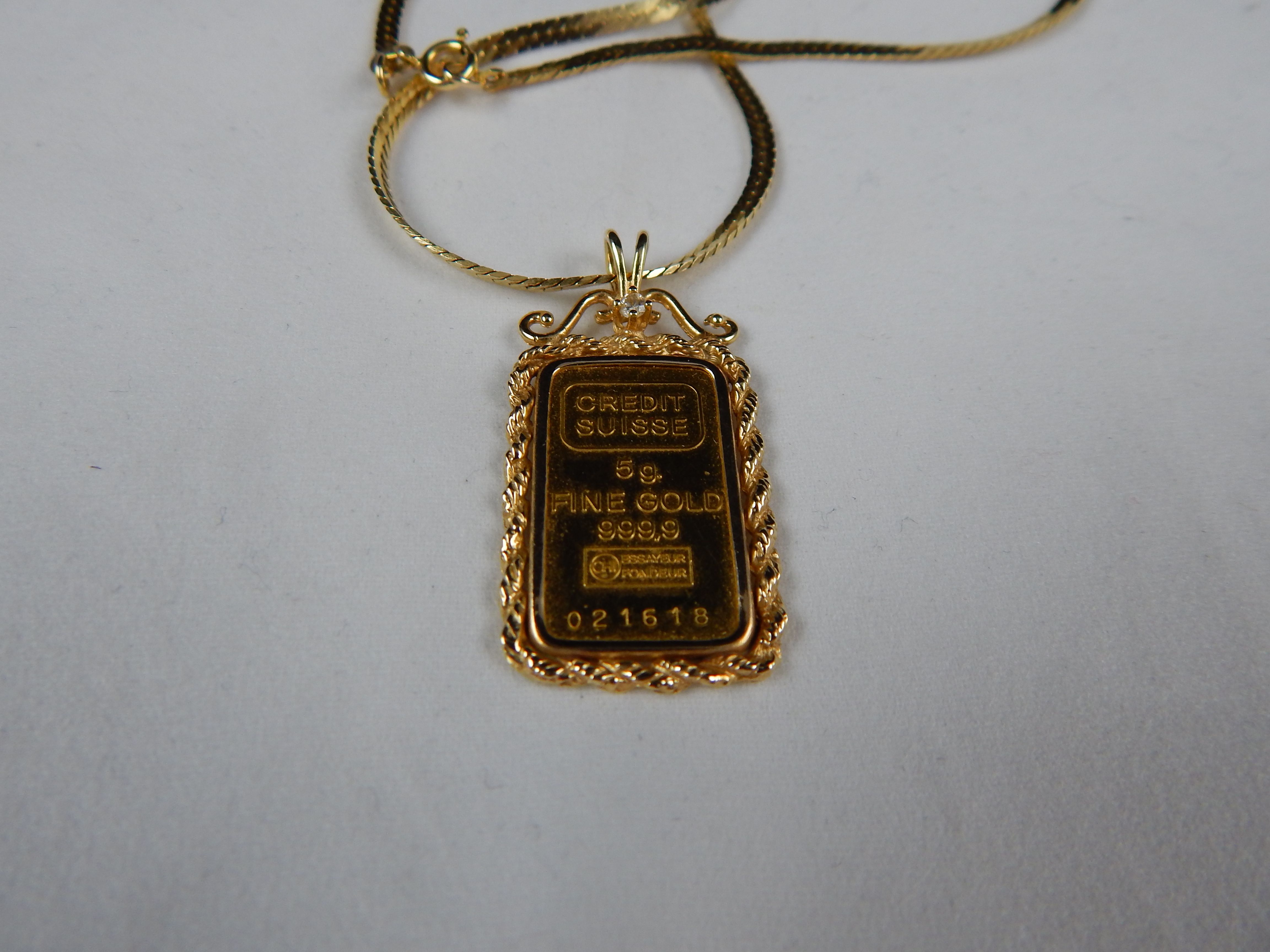Credit Suisse Gold Pendant Necklace