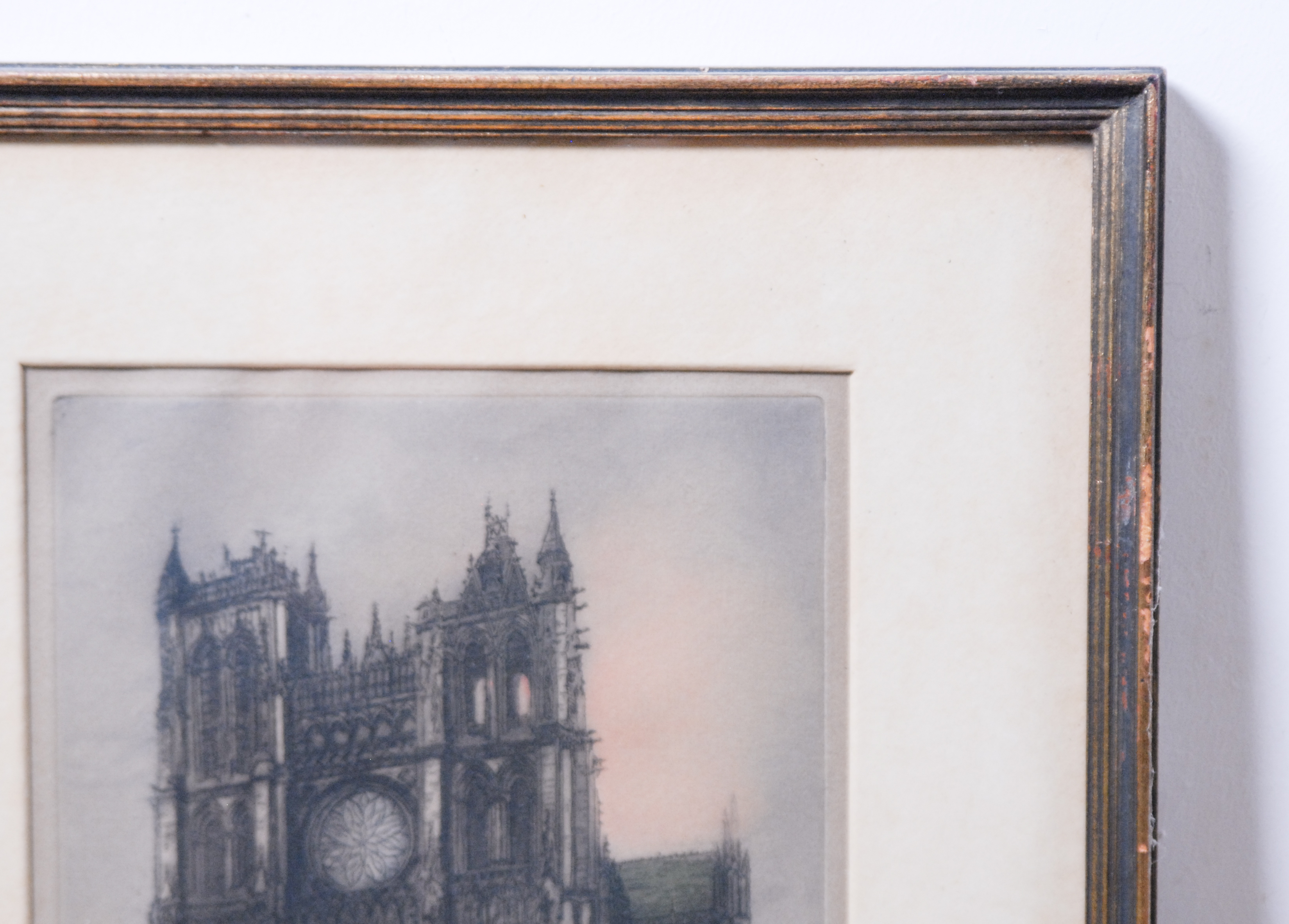 Three Meaningful Hand-Colored Etchings by Paul Mansard, Signed