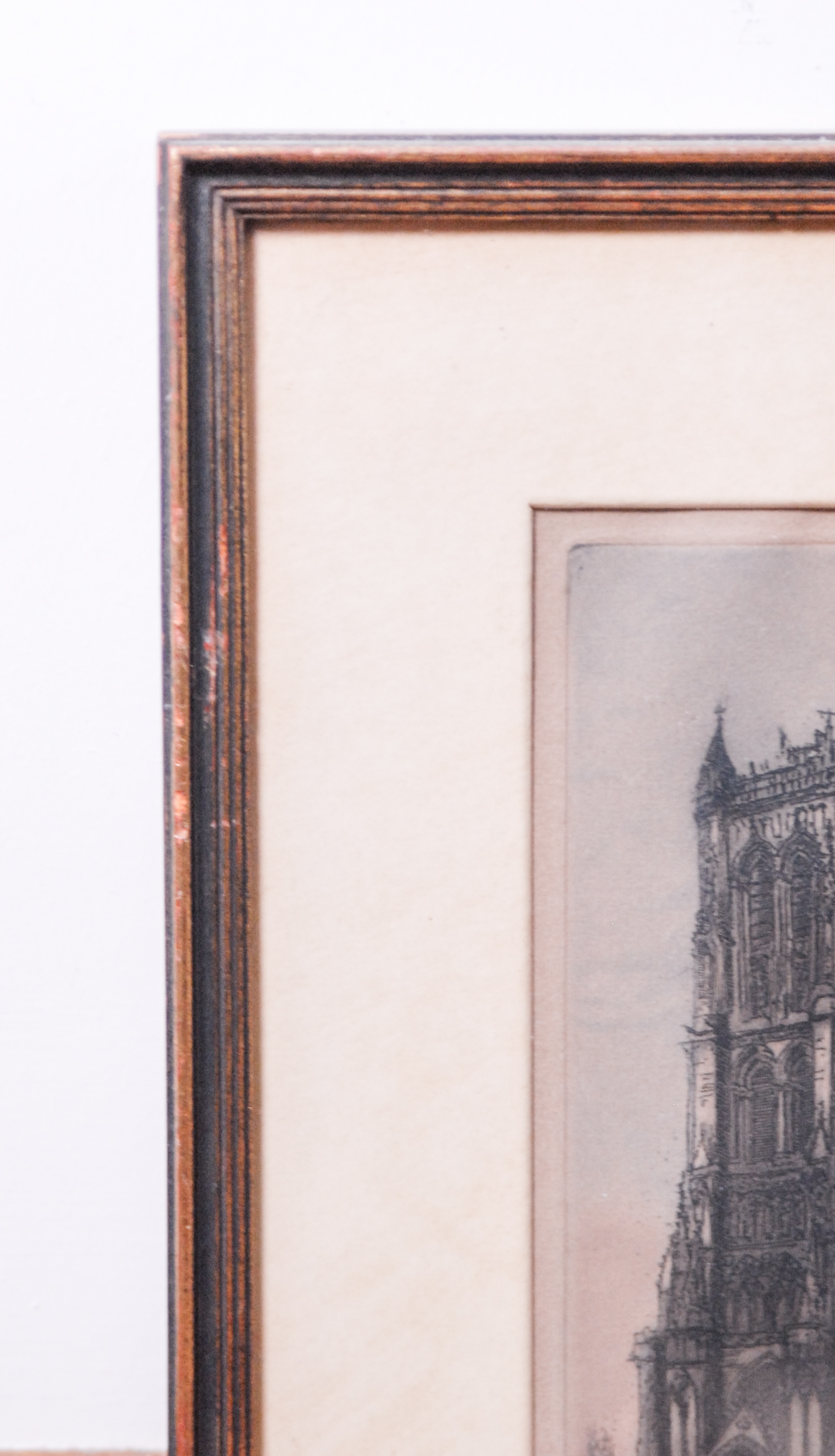 Three Meaningful Hand-Colored Etchings by Paul Mansard, Signed