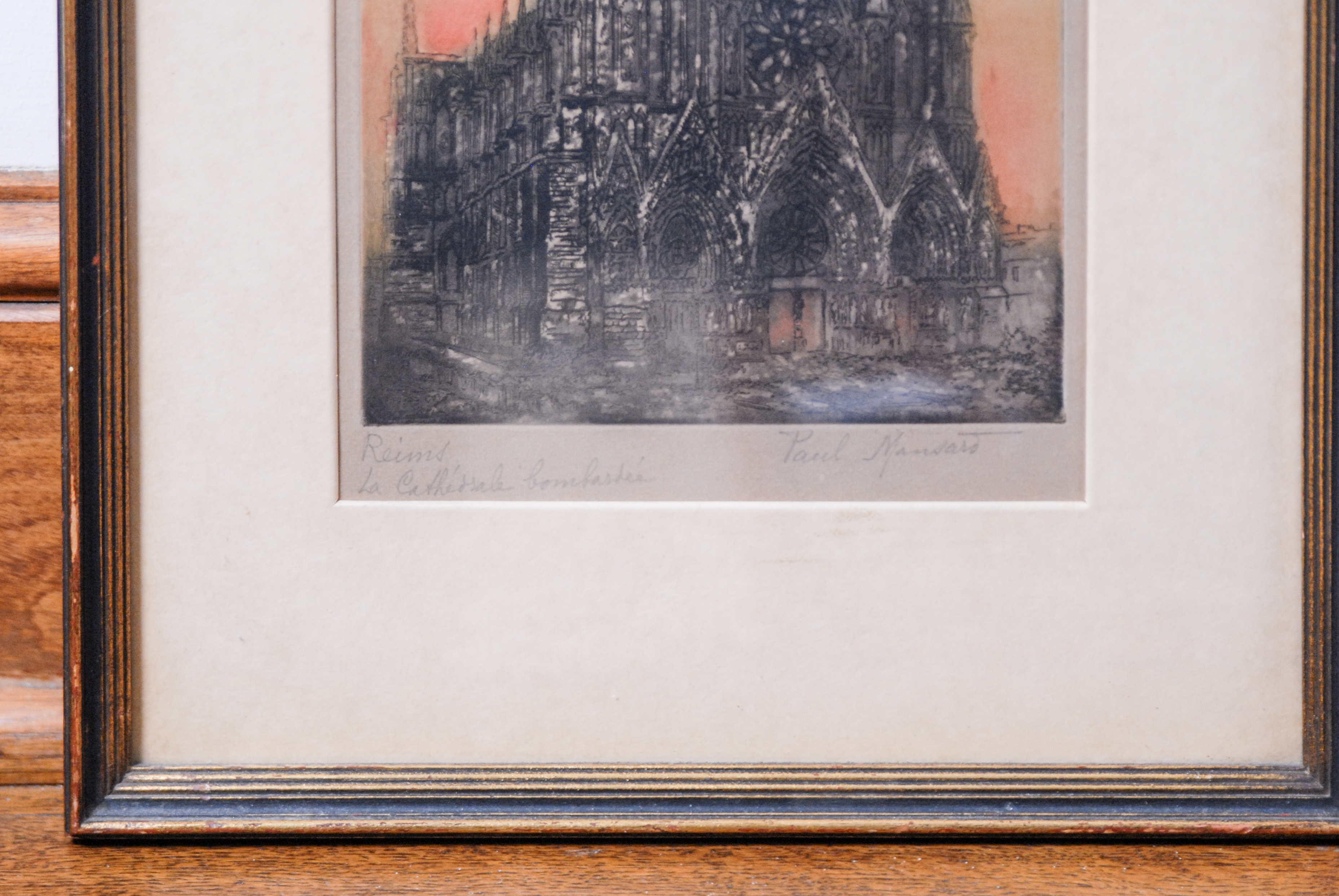 Three Meaningful Hand-Colored Etchings by Paul Mansard, Signed