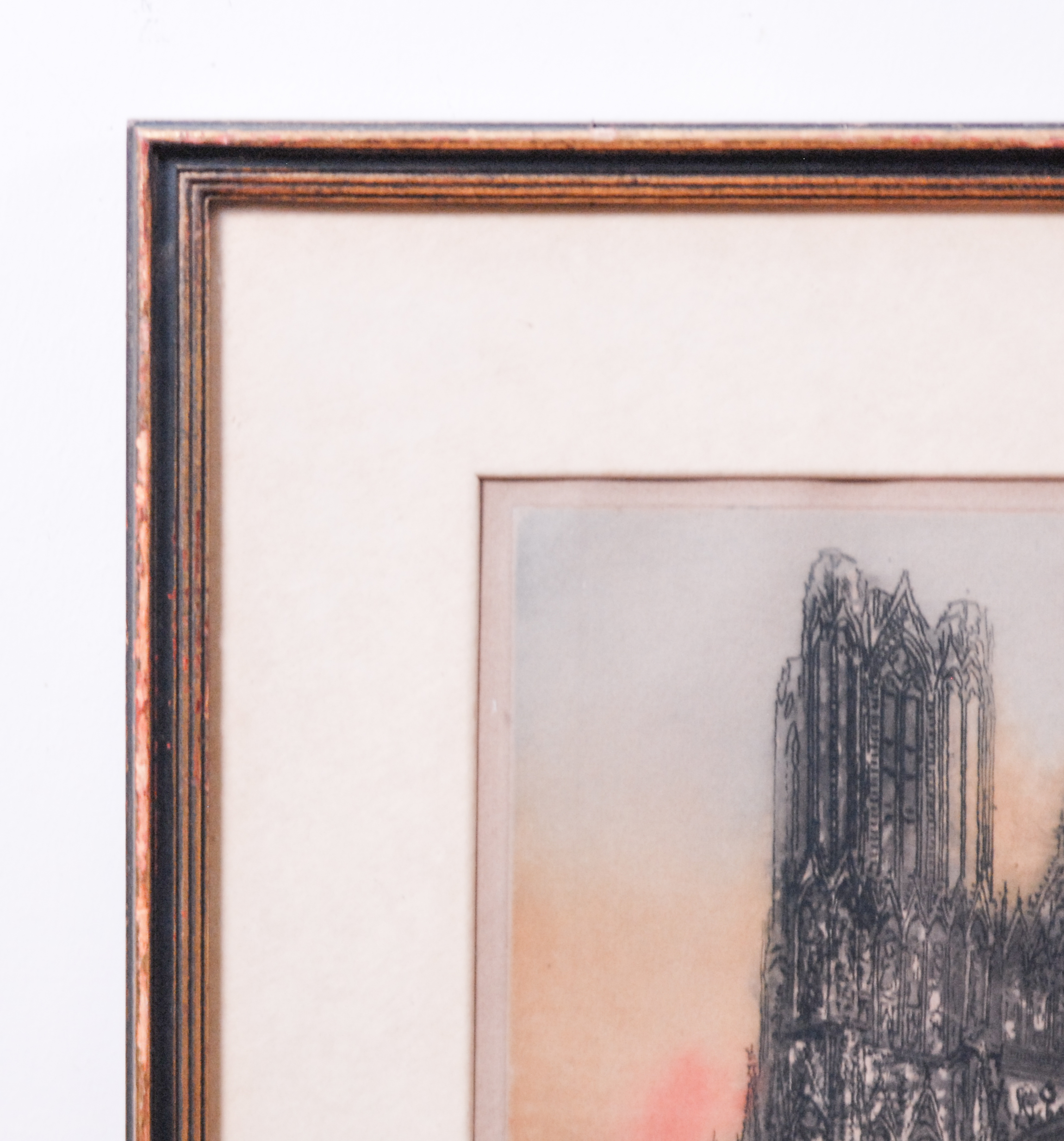 Three Meaningful Hand-Colored Etchings by Paul Mansard, Signed