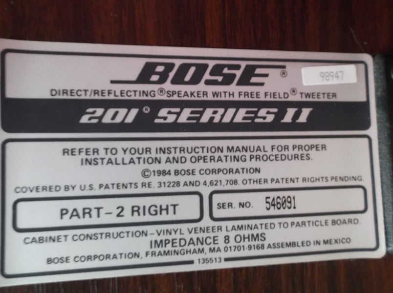 Yamaha 5650 AV Receiver and a Pair of Bose 201 Series II Speakers