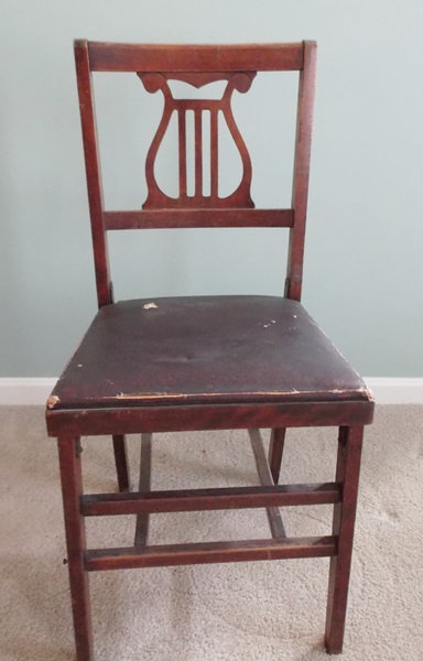 Vintage Lyre Back Folding Chair 