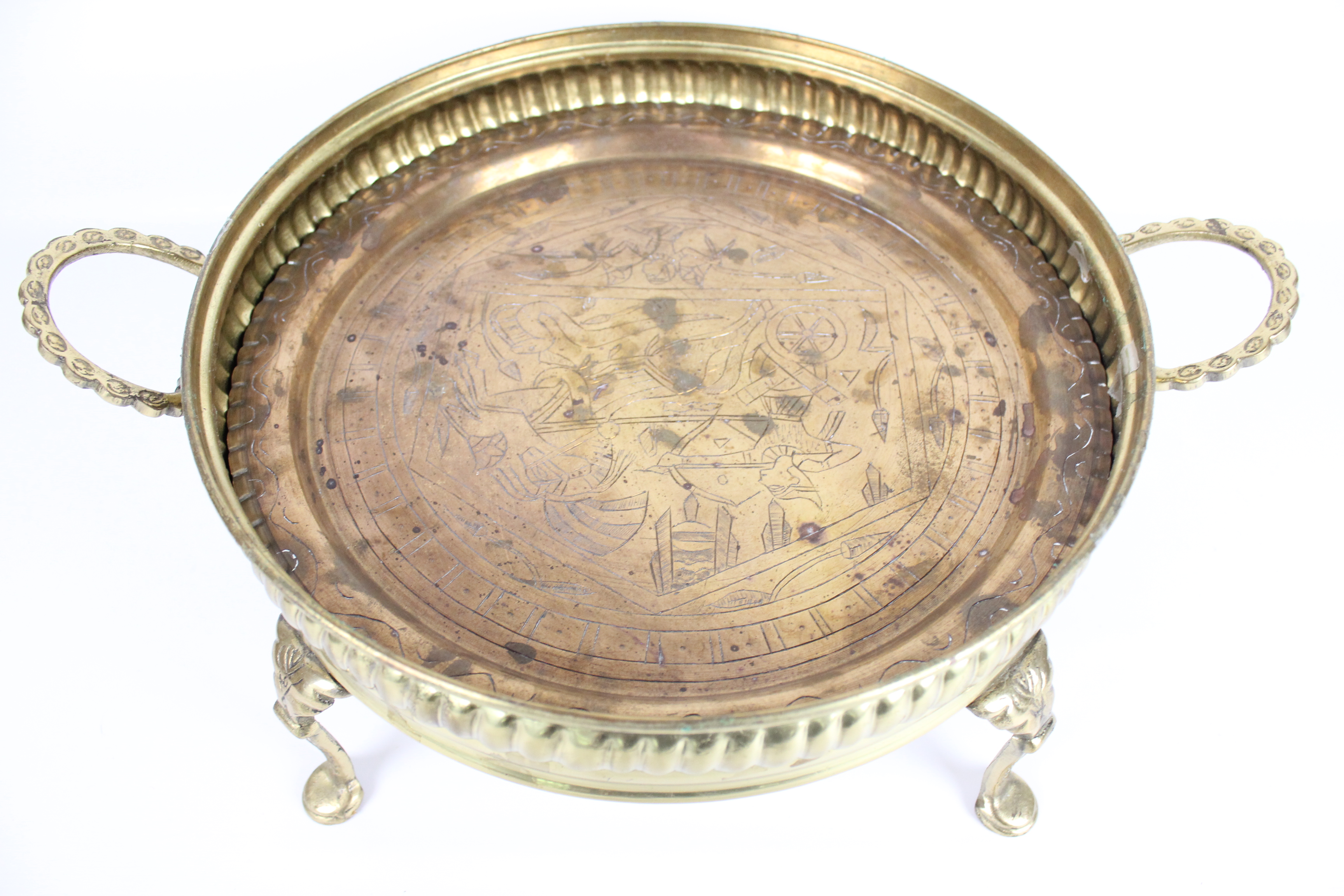 Vintage Iskandar Matar & Sons Nazareth and Brass Serving Pieces