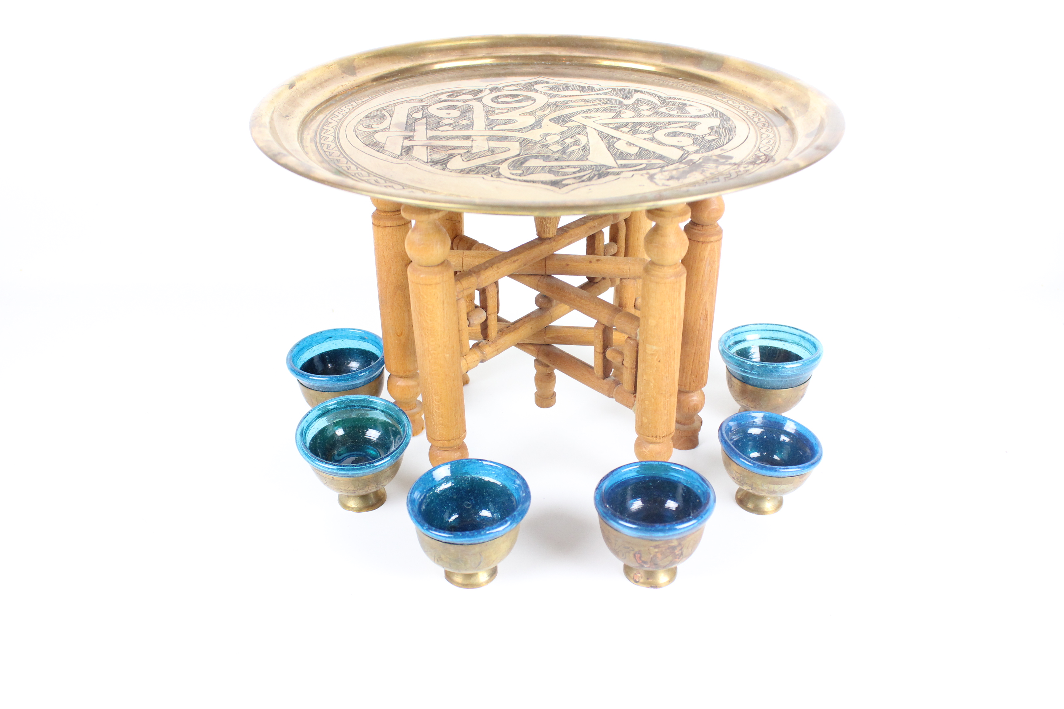 Vintage Iskandar Matar & Sons Nazareth and Brass Serving Pieces