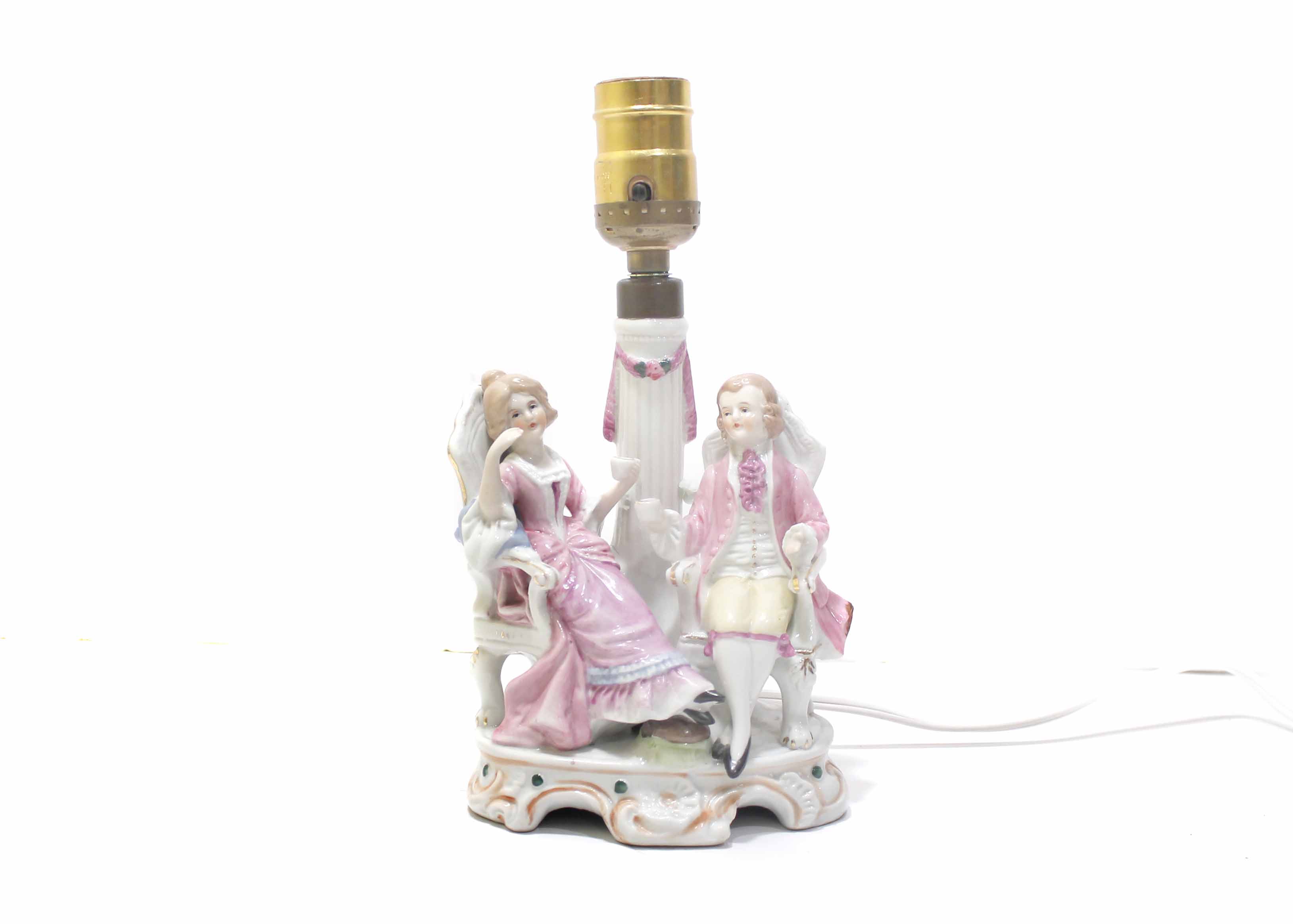 Vintage Victorian Porcelain Figurine Lamp 