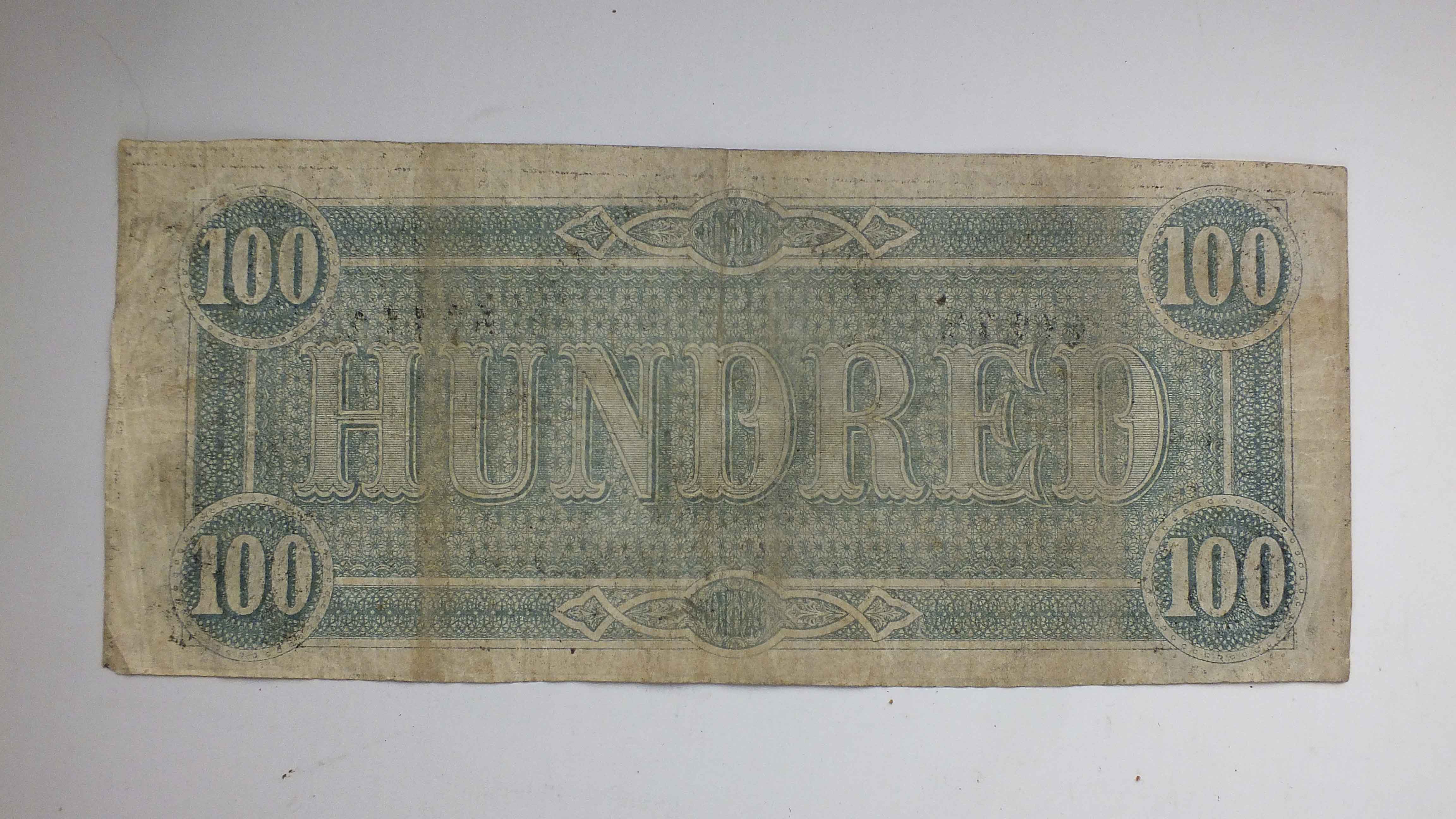 Confederate 100 Dollar Bill 1864