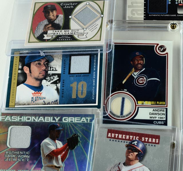 Nineteen Game-Worn/Swatch Baseball Cards