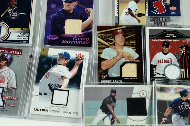 Nineteen Game-Worn/Swatch Baseball Cards