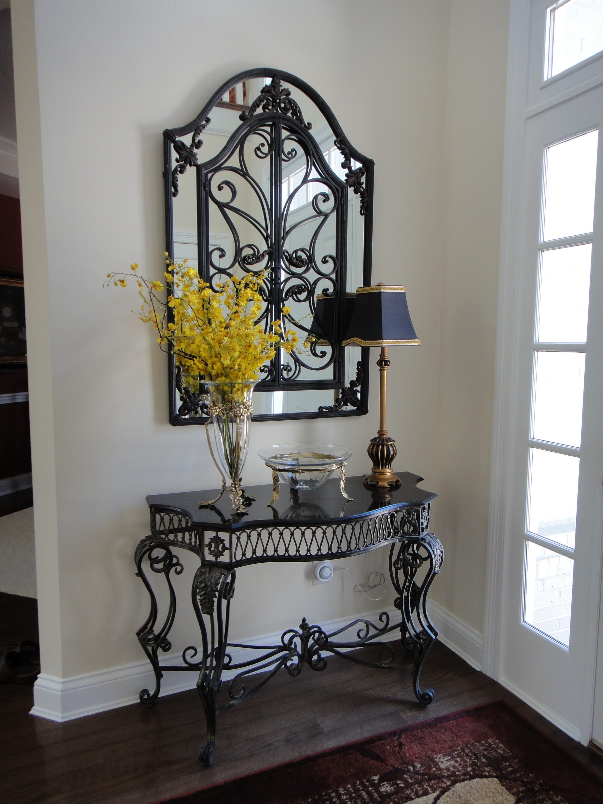 Gorgeous Wrought Iron Foyer Mirror and Console Table