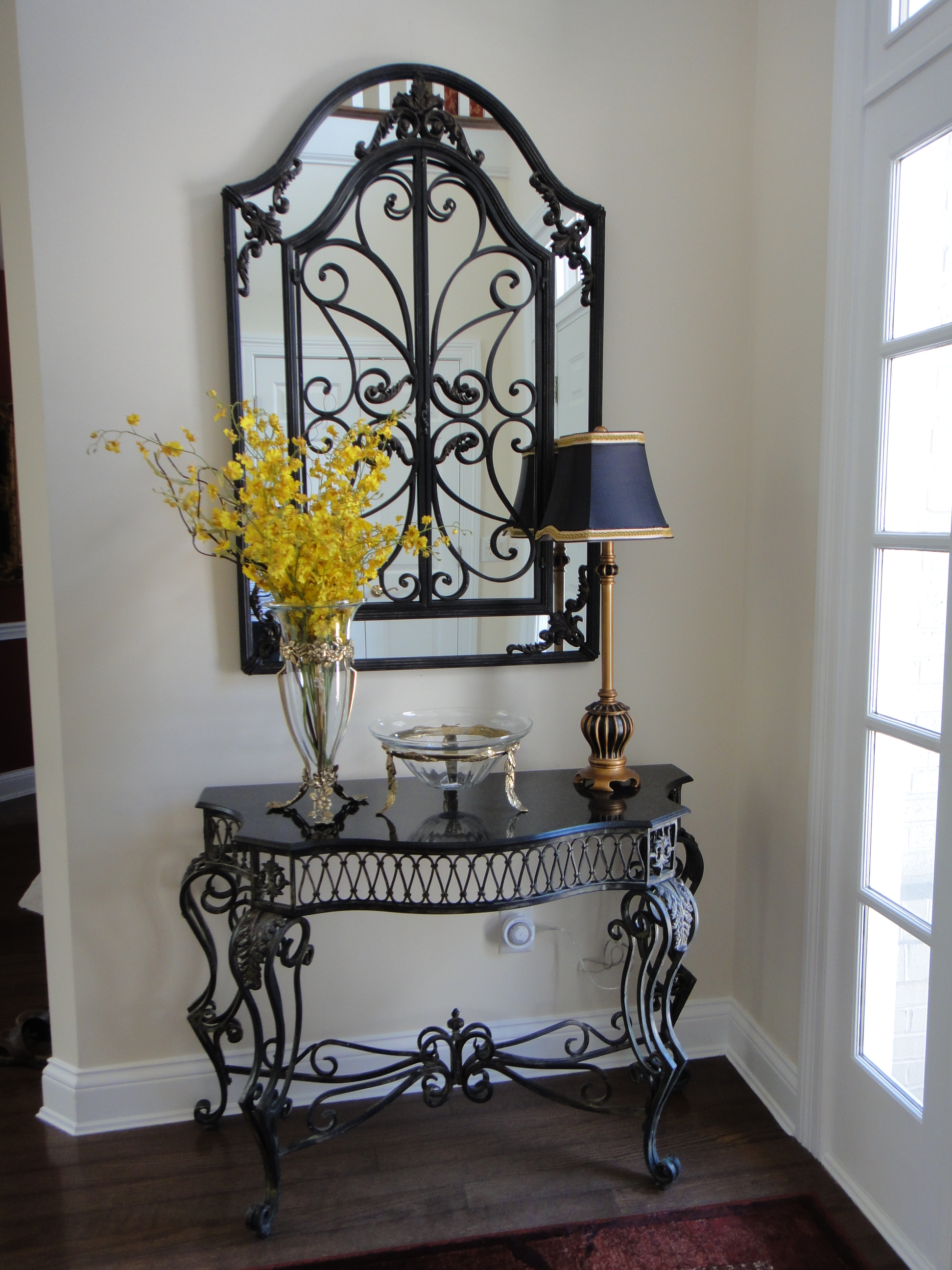 Gorgeous Wrought Iron Foyer Mirror and Console Table