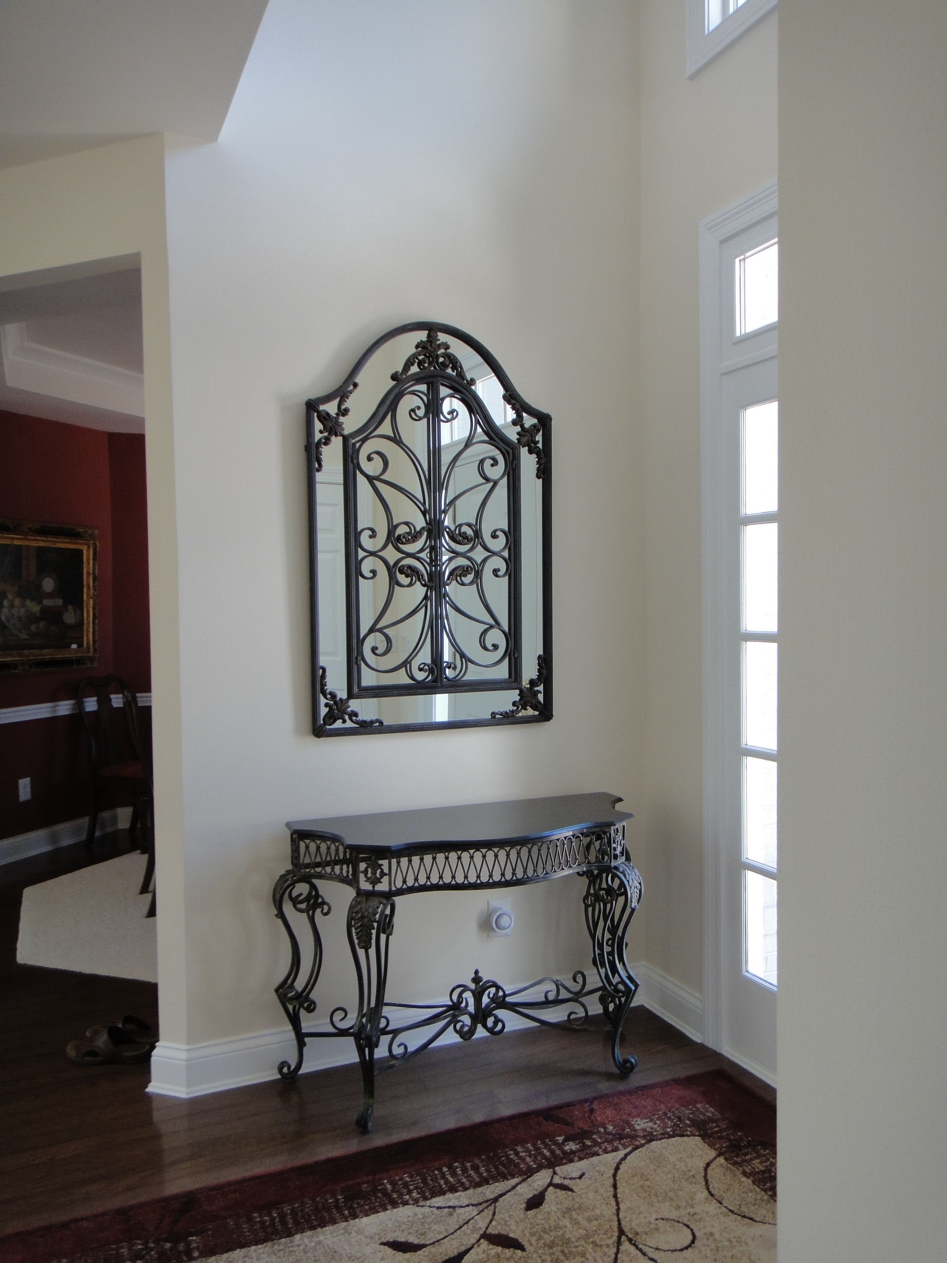 Gorgeous Wrought Iron Foyer Mirror and Console Table