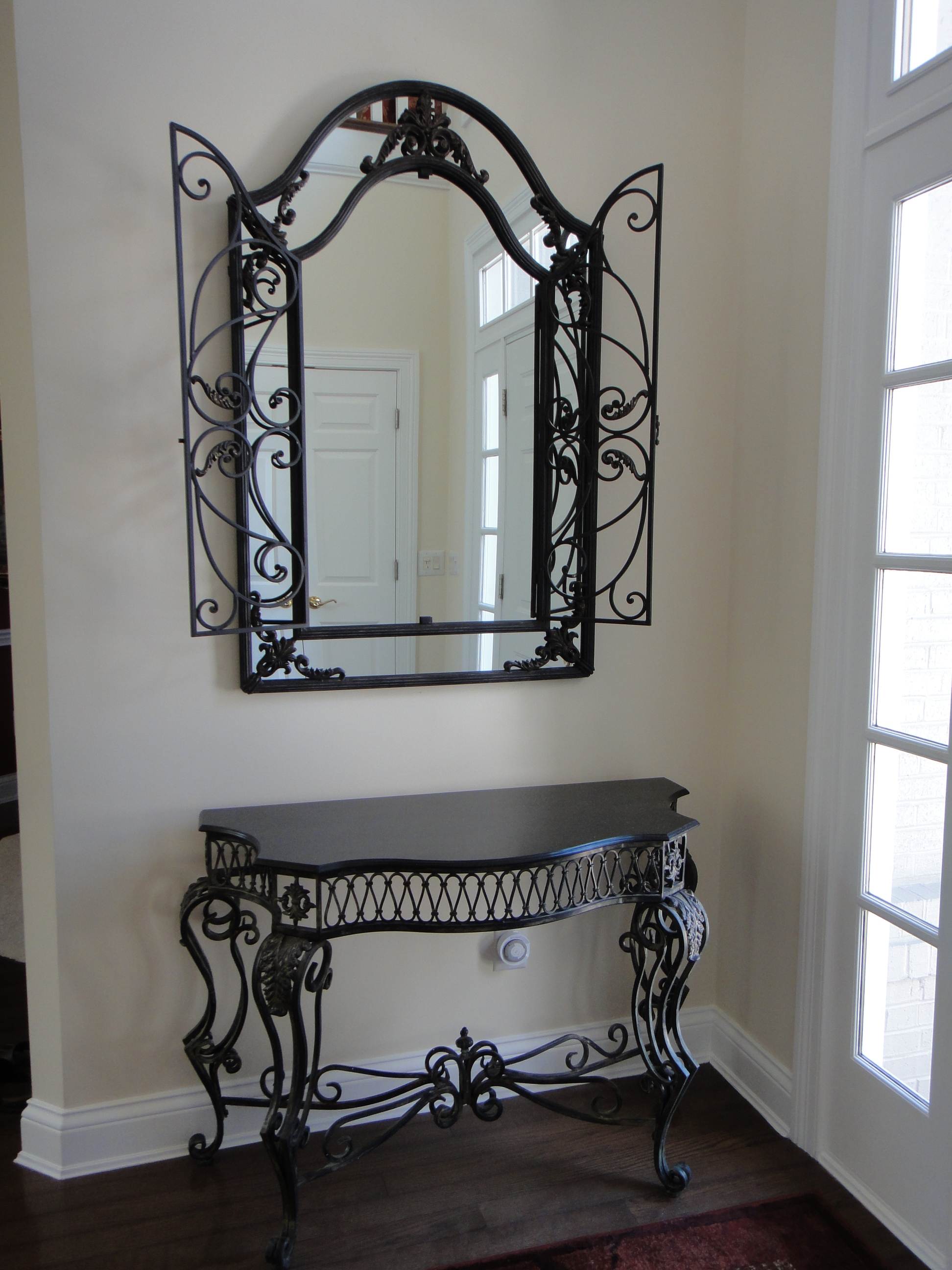 Gorgeous Wrought Iron Foyer Mirror and Console Table