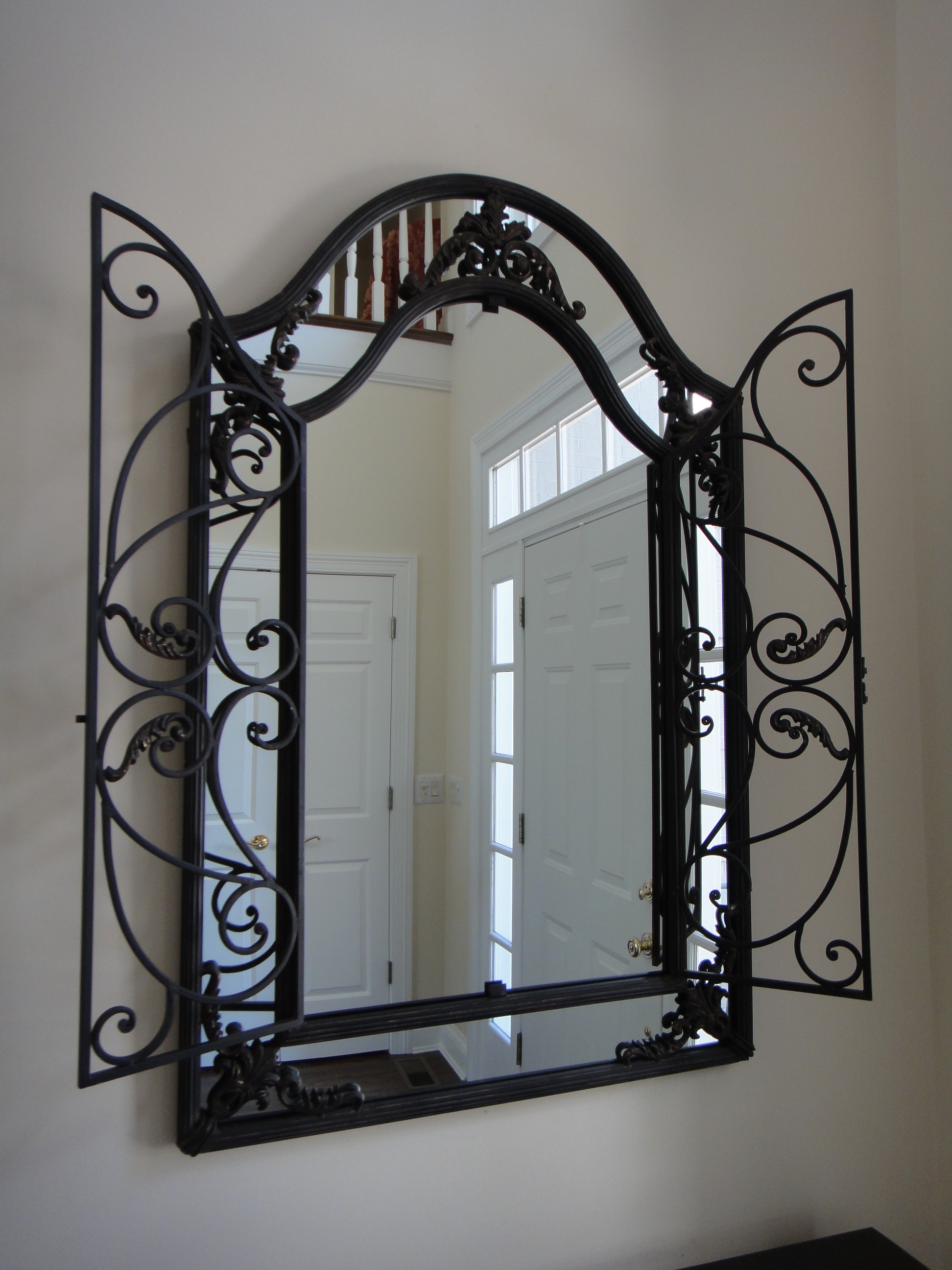 Gorgeous Wrought Iron Foyer Mirror and Console Table