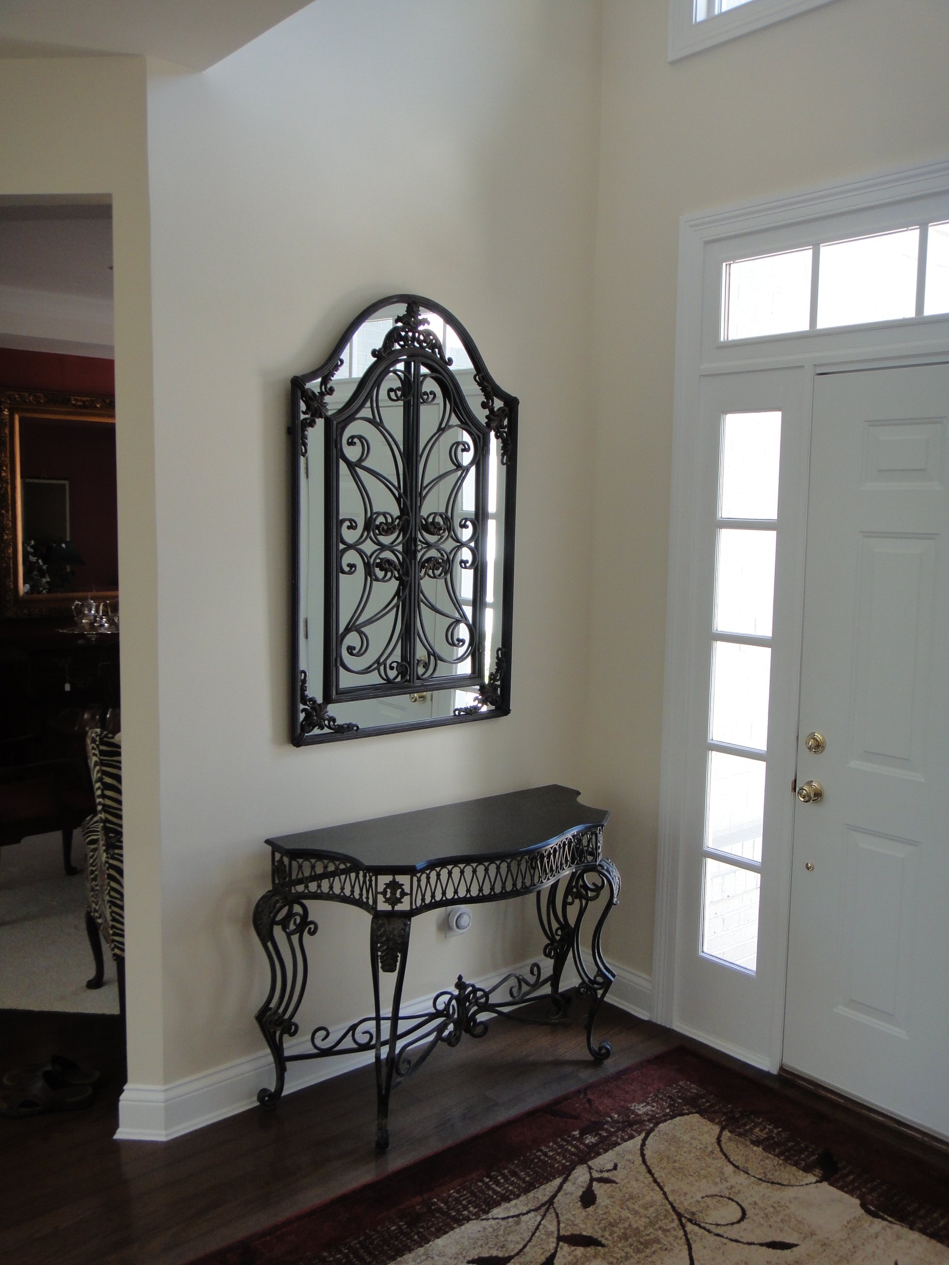 Gorgeous Wrought Iron Foyer Mirror and Console Table